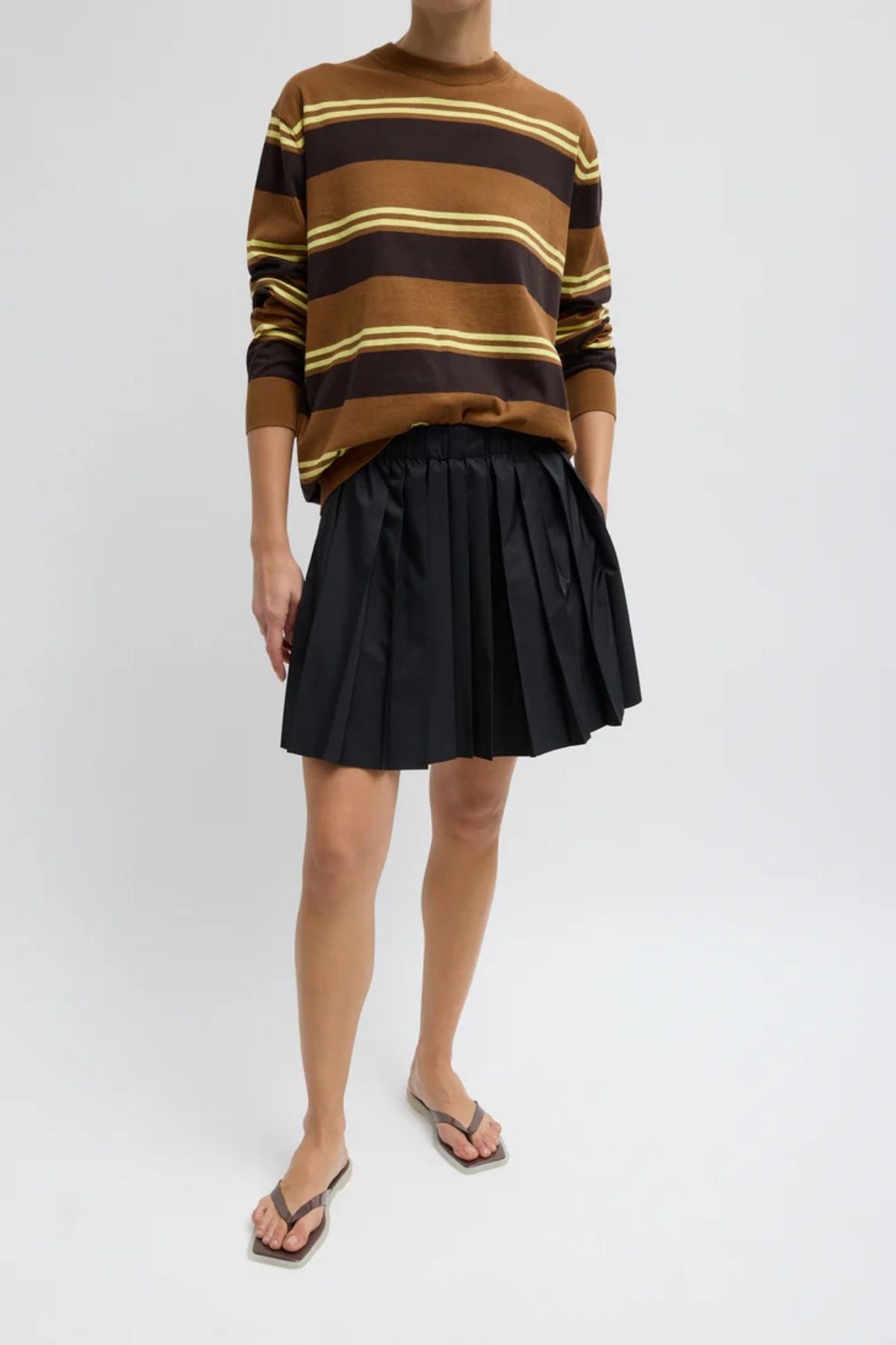 Tibi Summer Nylon Pull On Skirt - Black
