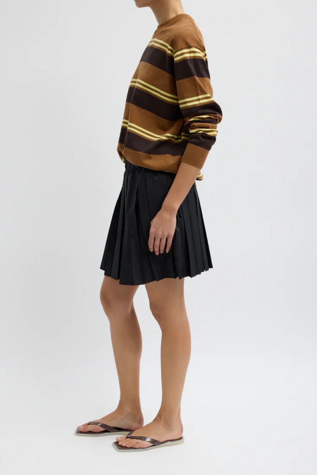 Tibi Summer Nylon Pull On Skirt - Black