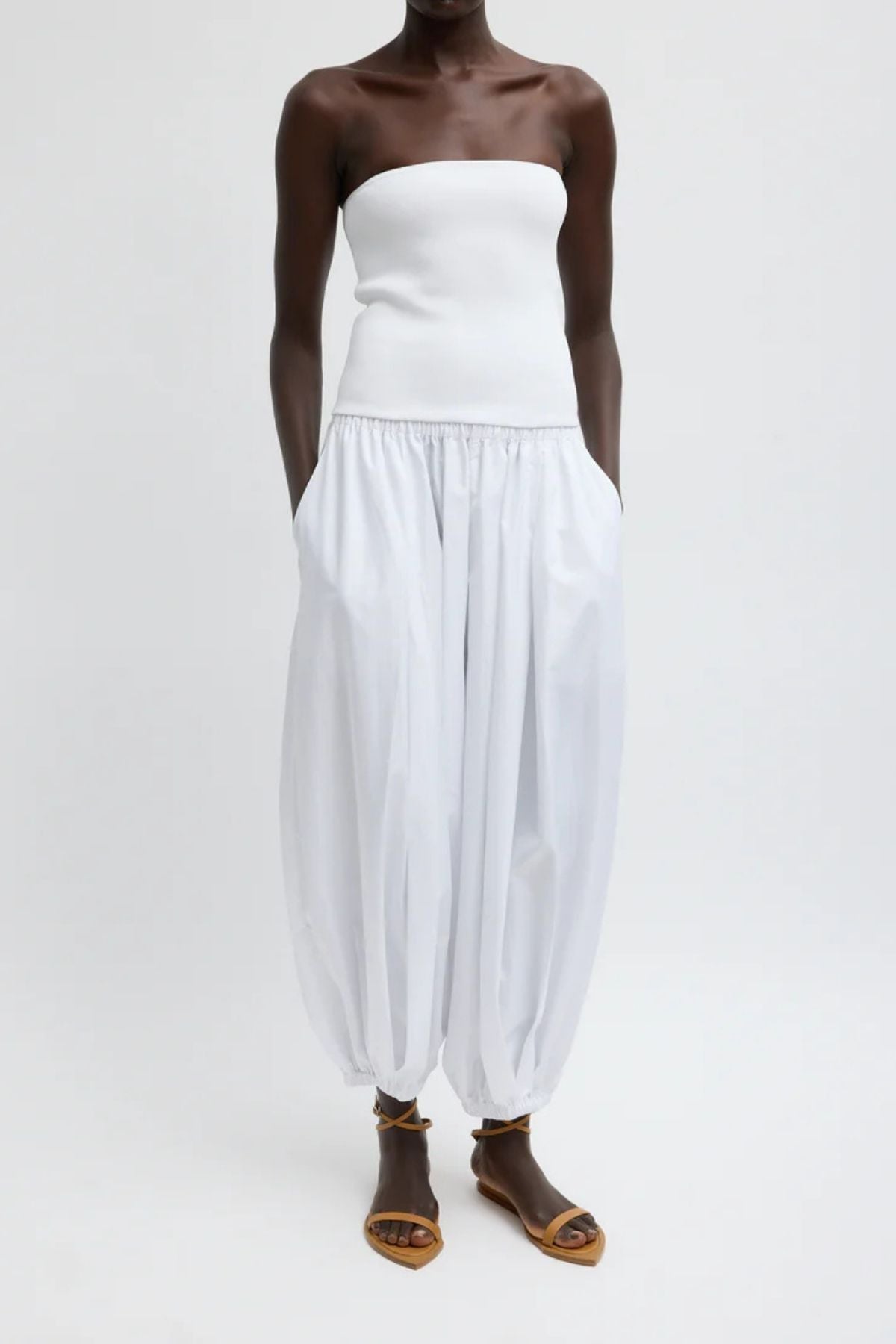 Tibi Summer Nylon Zeppelin Pant - White