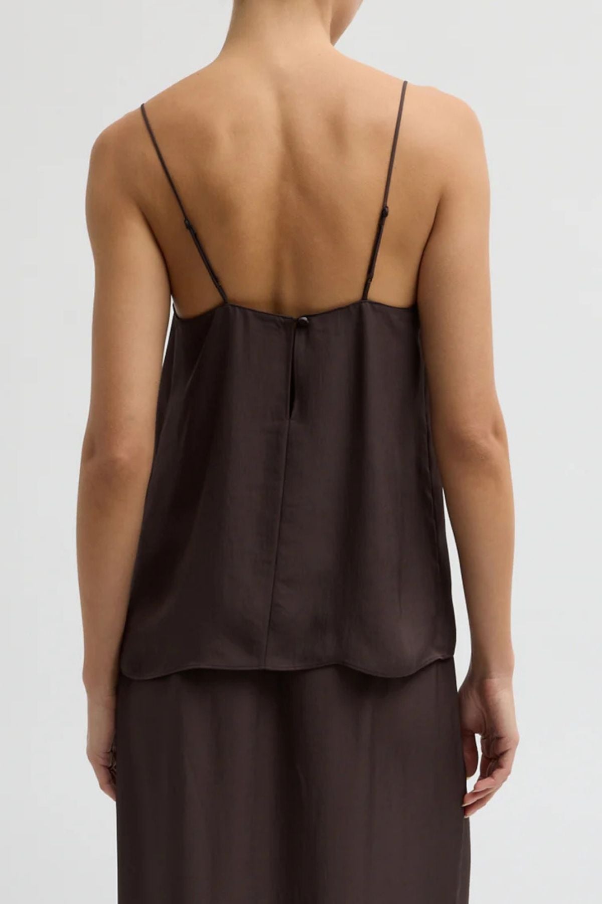 Tibi Summer Slip Cami - Chocolate Brown