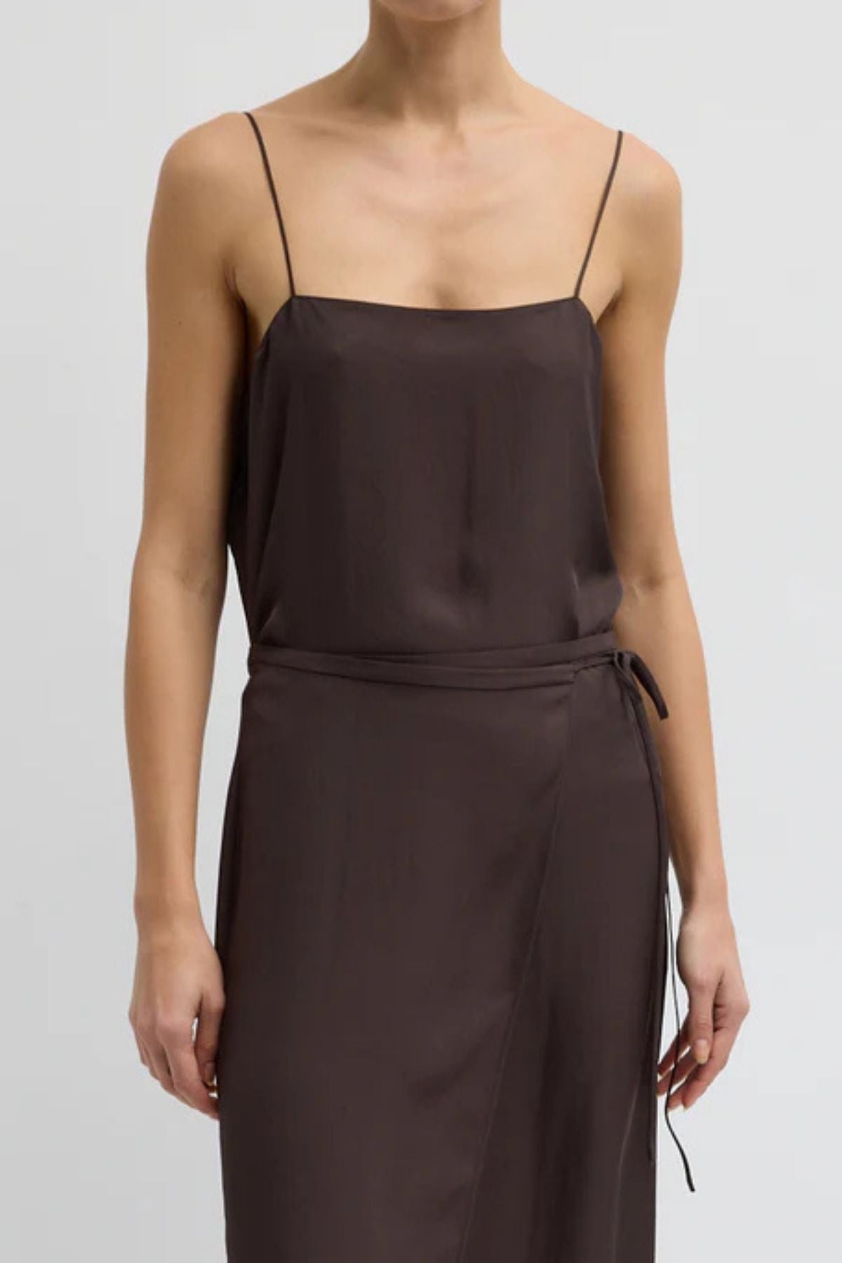 Tibi Summer Slip Cami - Chocolate Brown