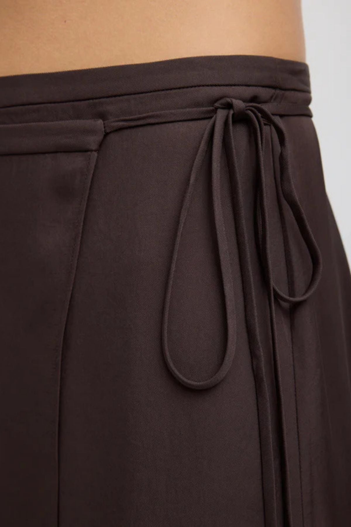 Tibi Summer Slip Wrap Skirt - Chocolate Brown