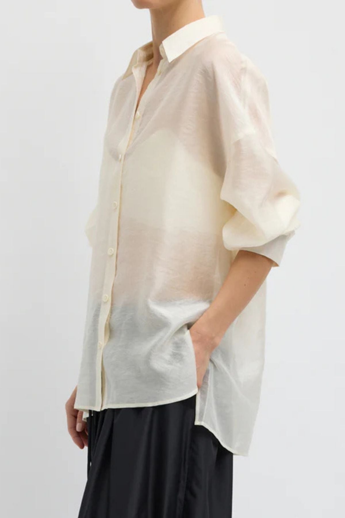 Tibi Summer Voile Oversized Shirt - Ivory