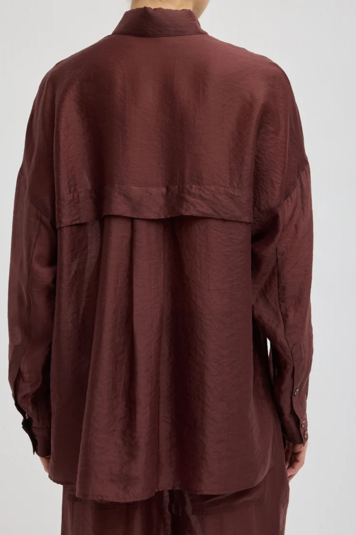 Tibi Summer Voile Oversized Shirt - Russet Brown
