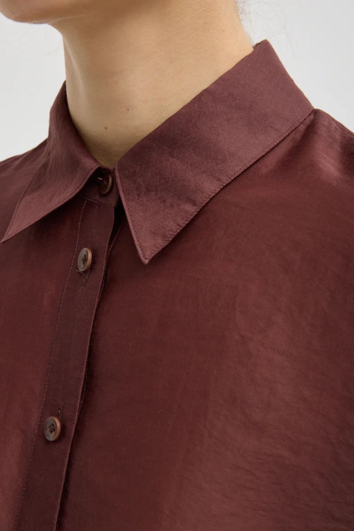 Tibi Summer Voile Oversized Shirt - Russet Brown