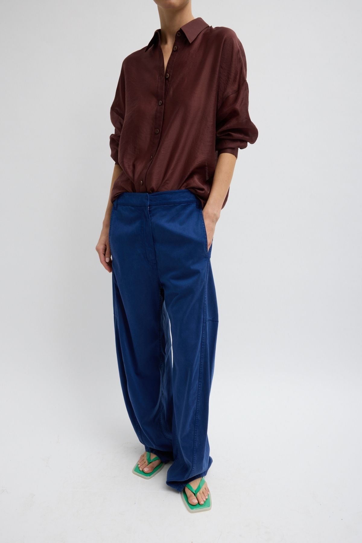 Tibi Summer Voile Oversized Shirt - Russet Brown