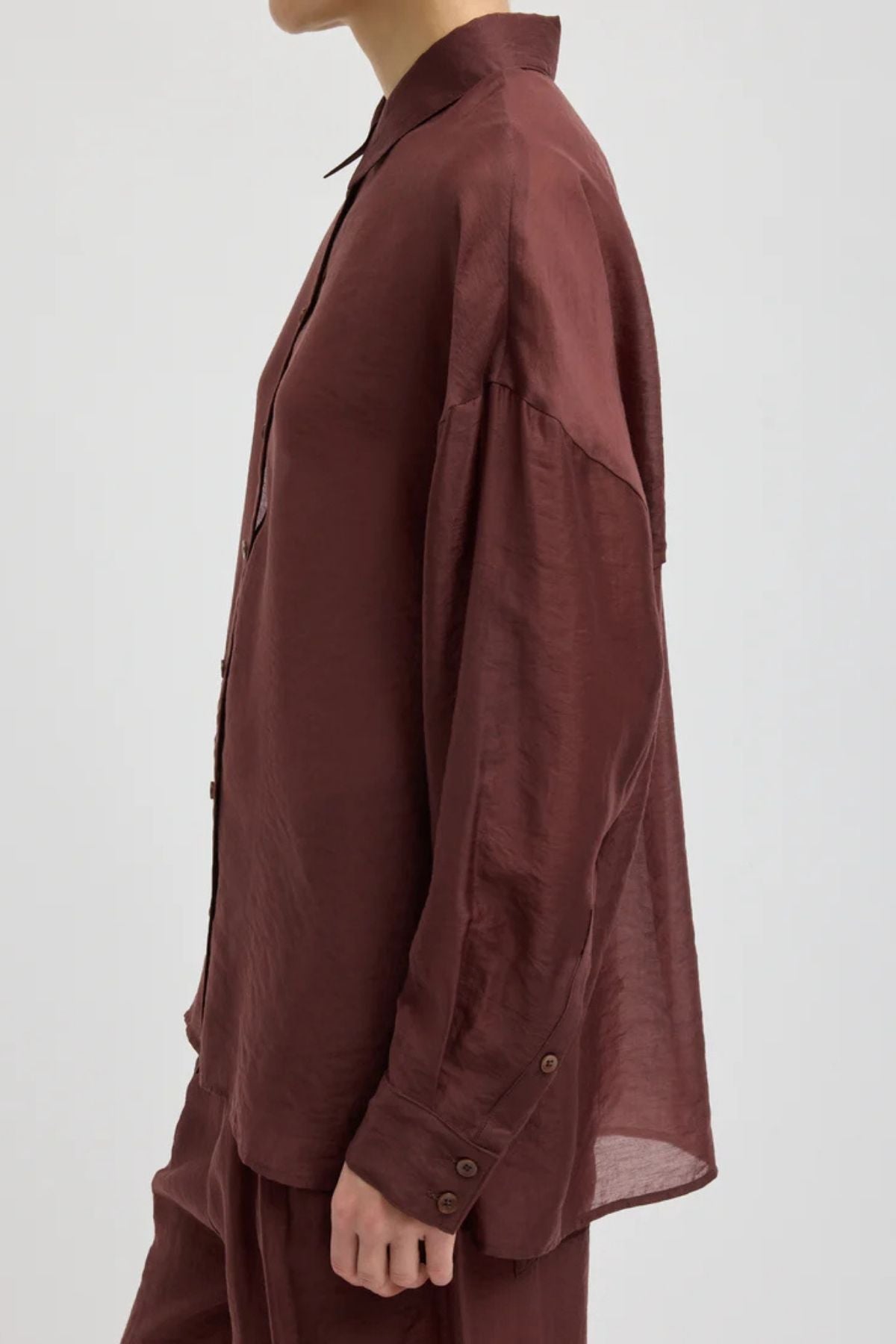 Tibi Summer Voile Oversized Shirt - Russet Brown