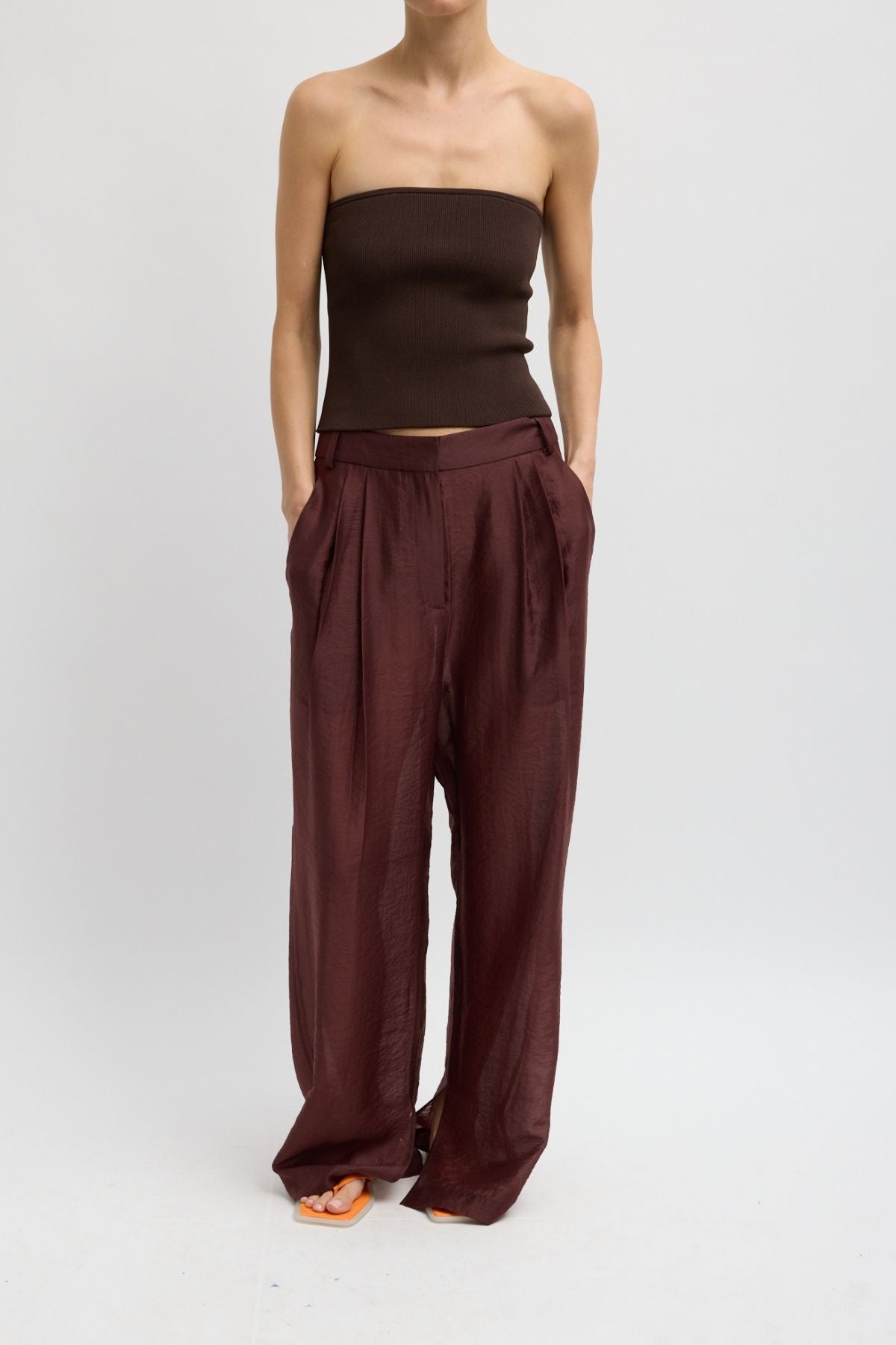 Tibi Summer Voile Stella Pant - Russet Brown