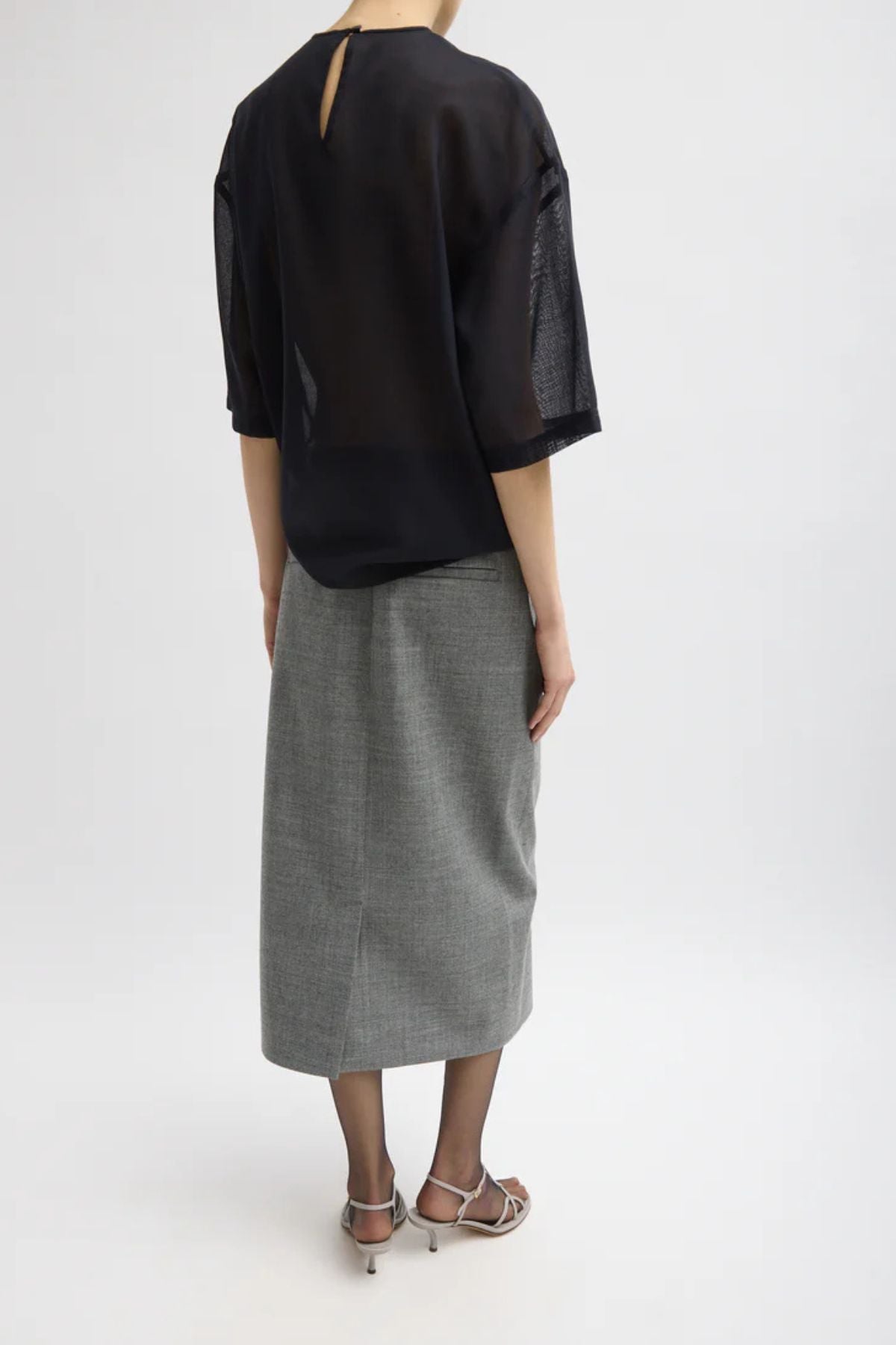 Tibi Techy Bonded Wrap Midi Skirt - Grey