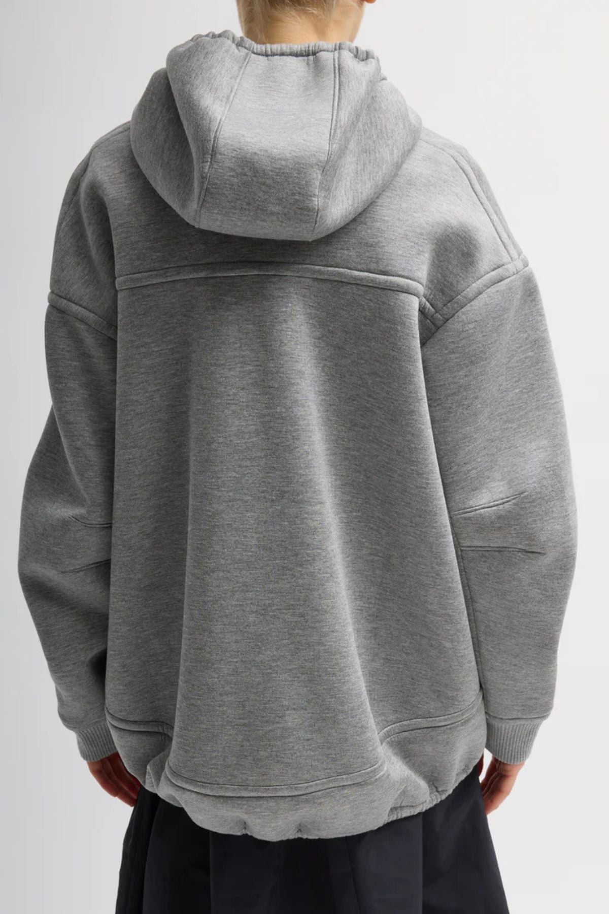 Tibi Techy Viscose Zip Up Hoodie - Heather Grey