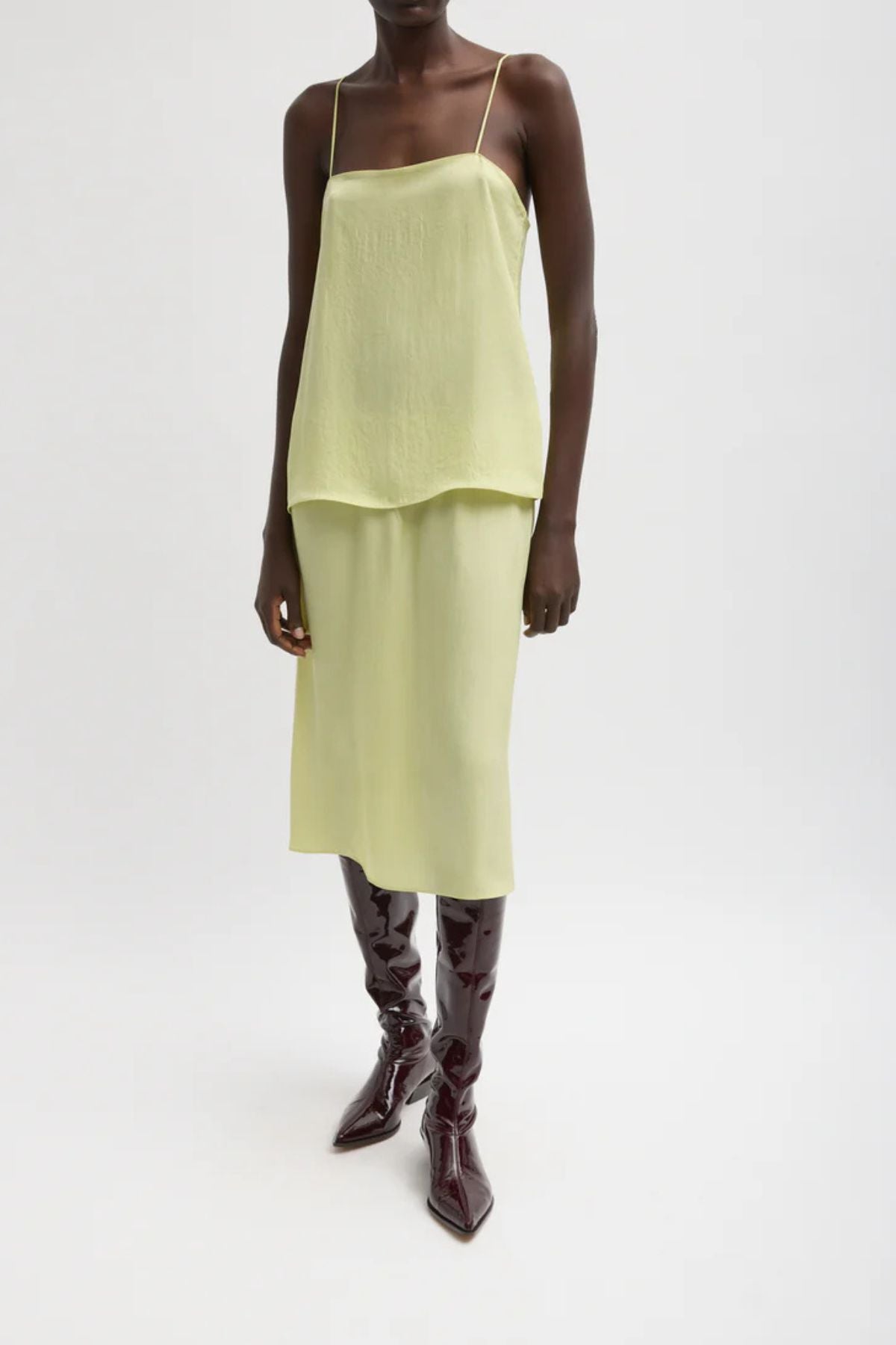 Tibi The Slip Skirt - Celery
