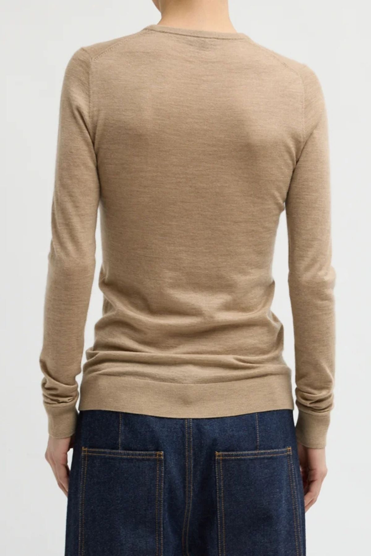 Tibi Tissue Cashmere Pullover - Dark Oatmeal Mel