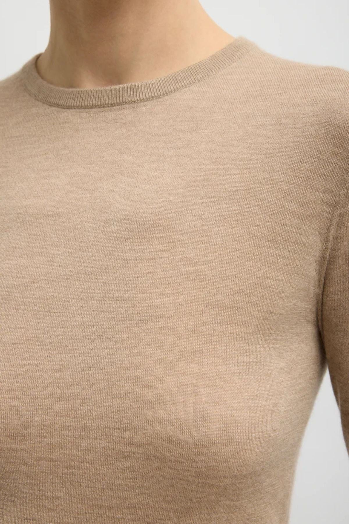 Tibi Tissue Cashmere Pullover - Dark Oatmeal Mel