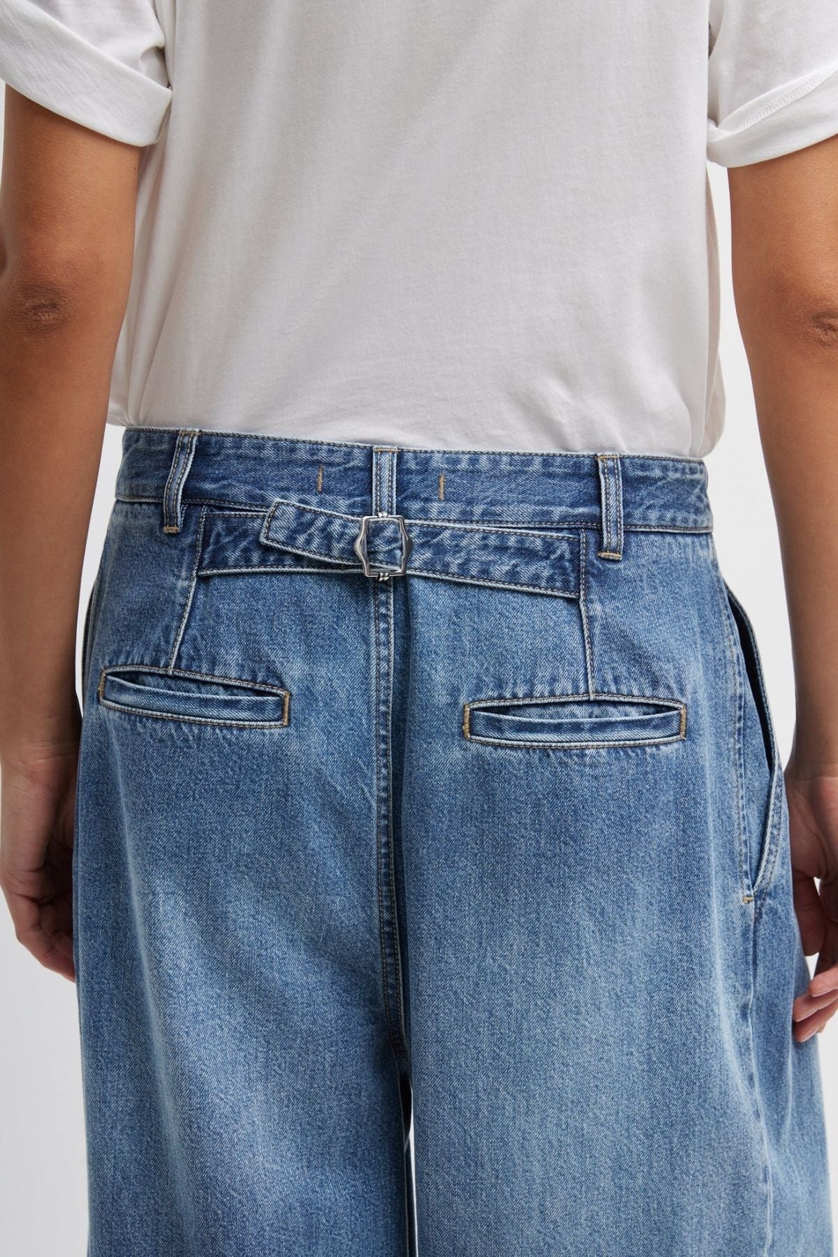 Tibi Triple Pleat Pant Spring Denim - Classic Blue