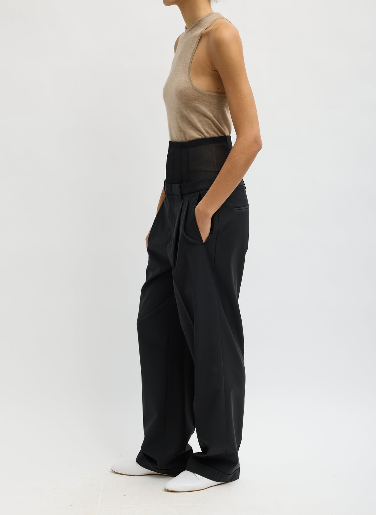 Tibi Tropical Wool Corset Trouser - Black