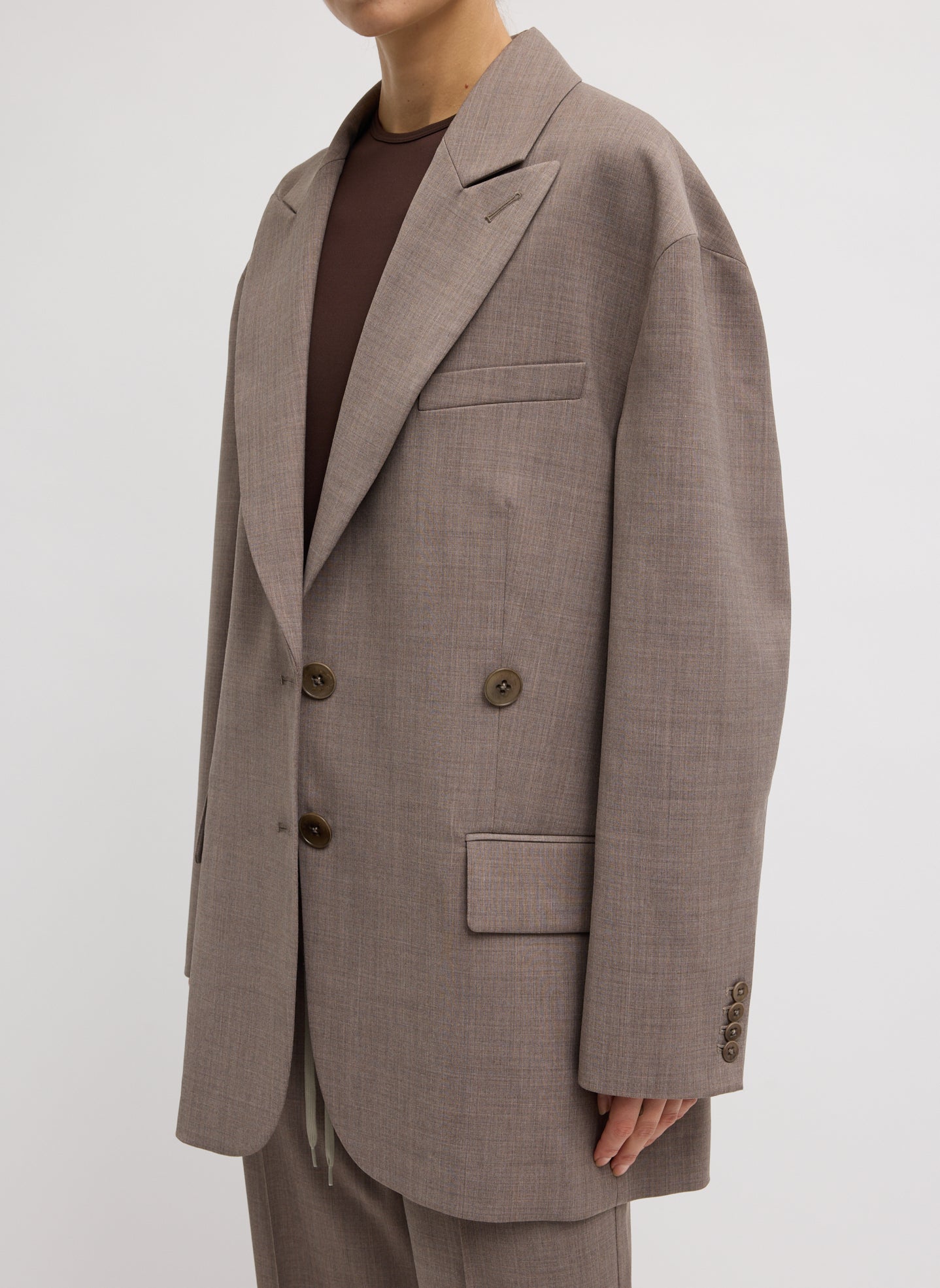 Tibi Tropical Wool Liam Blazer - Cedar Melange