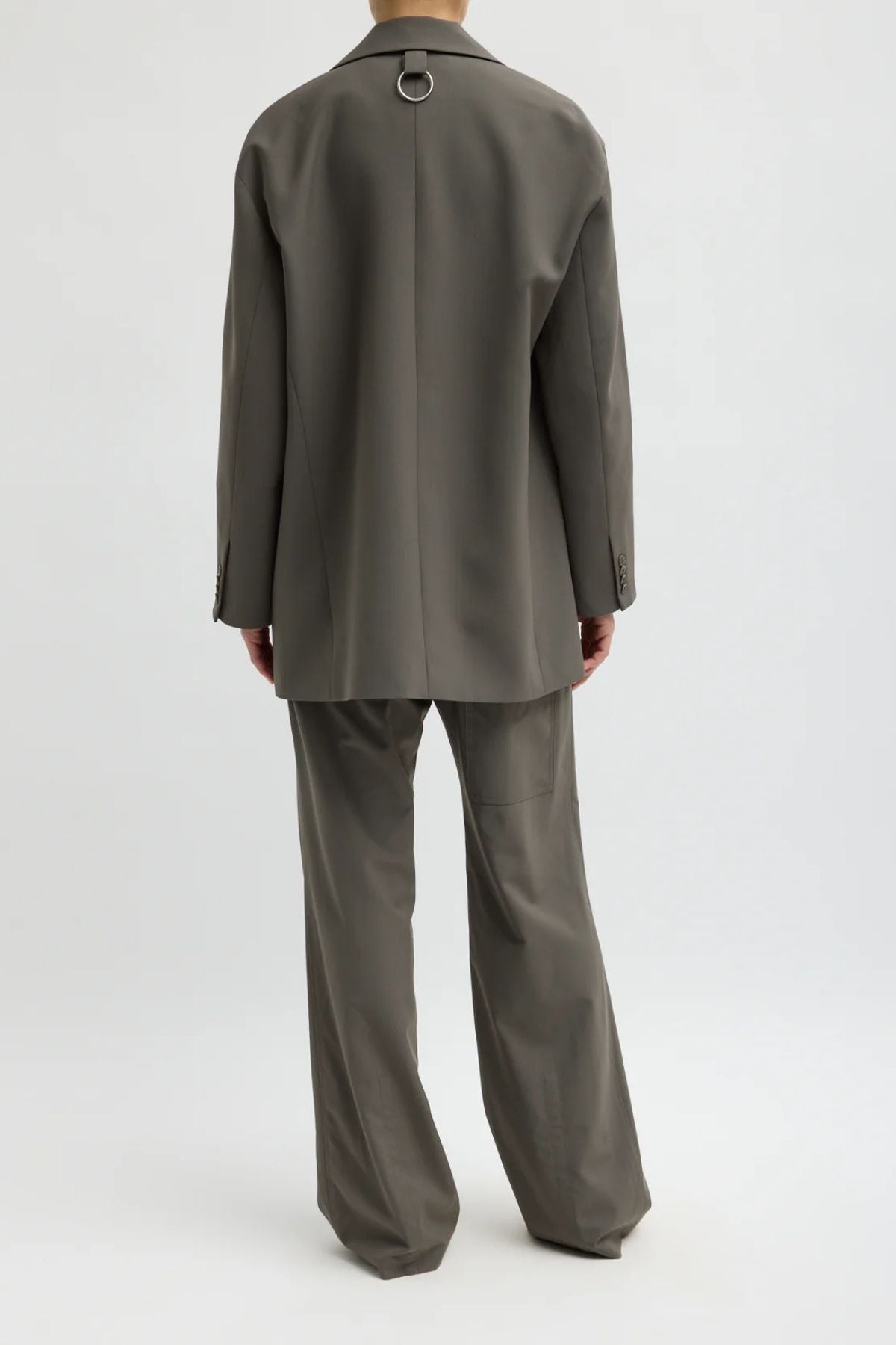 Tibi Tropical Wool Liam Blazer - Dark Stone