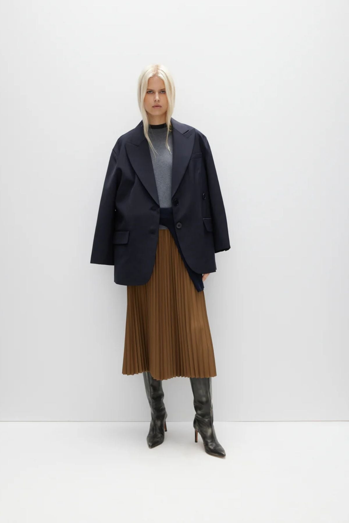 Tibi Tropical Wool Liam Blazer - Navy