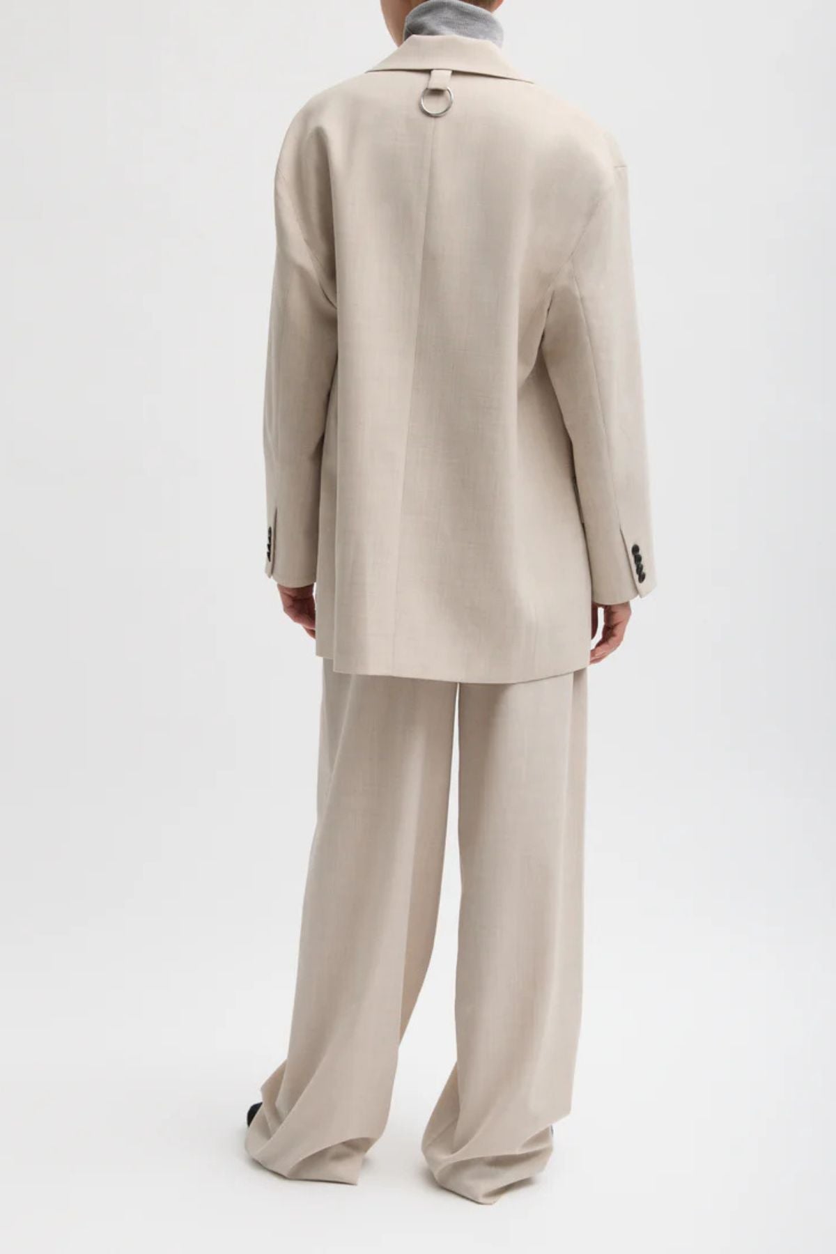 Tibi Tropical Wool Liam Blazer - Oatmeal Melange