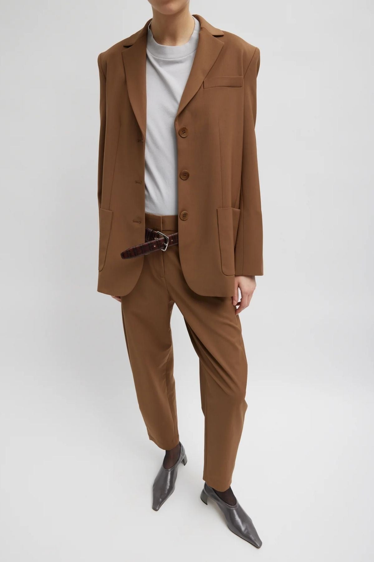Tibi Tropical Wool Max Blazer - Toffee