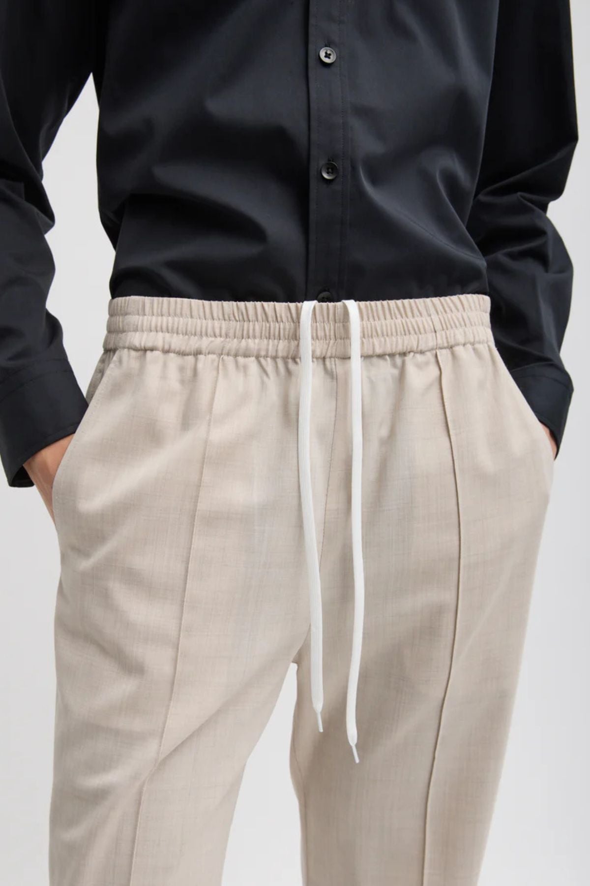 Tibi Tropical Wool Scottie Jogger - Oatmeal Melange