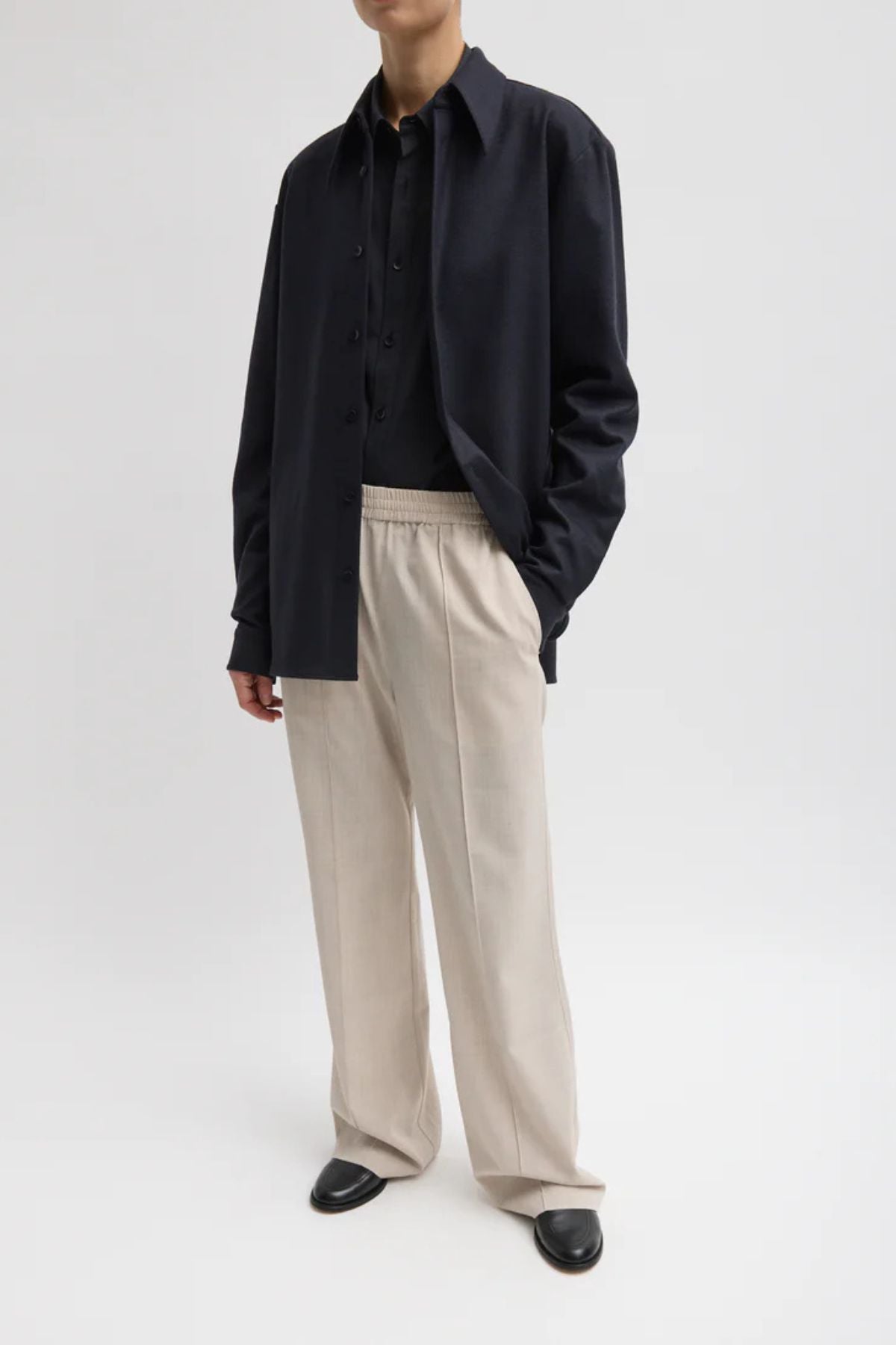 Tibi Tropical Wool Scottie Jogger - Oatmeal Melange