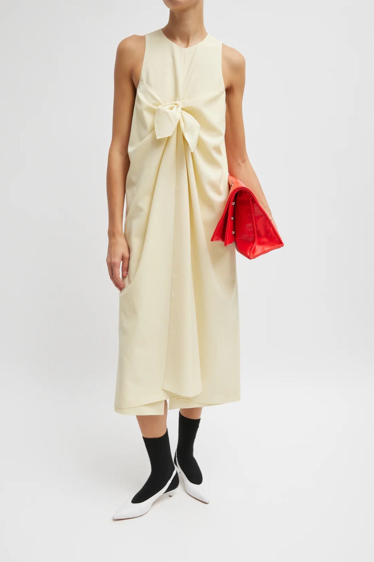 Tibi Tropical Wool Tie Front Dress - Ivory