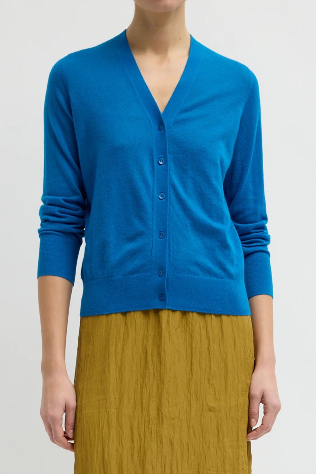 Tibi V-Neck Shrunken Cardigan - Bright Blue