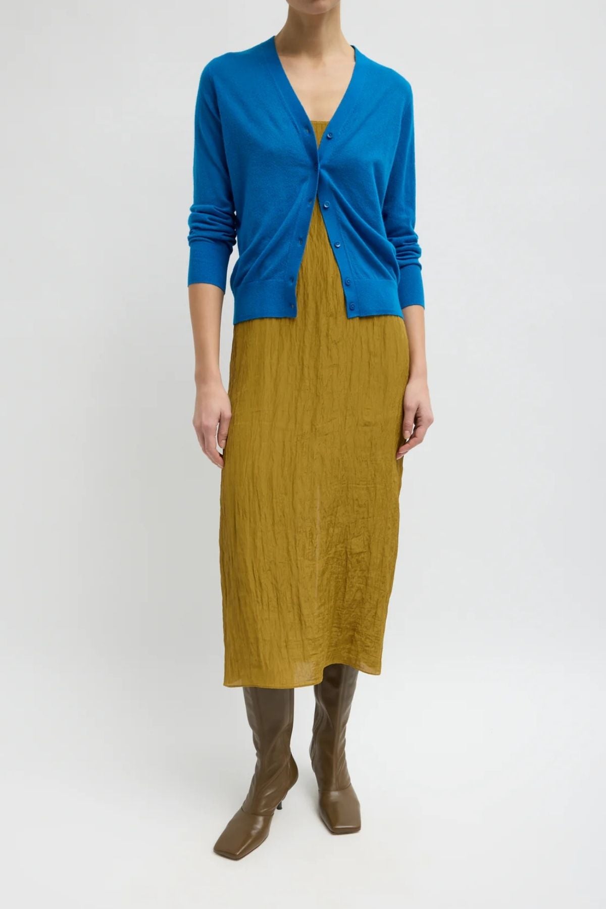 Tibi V-Neck Shrunken Cardigan - Bright Blue