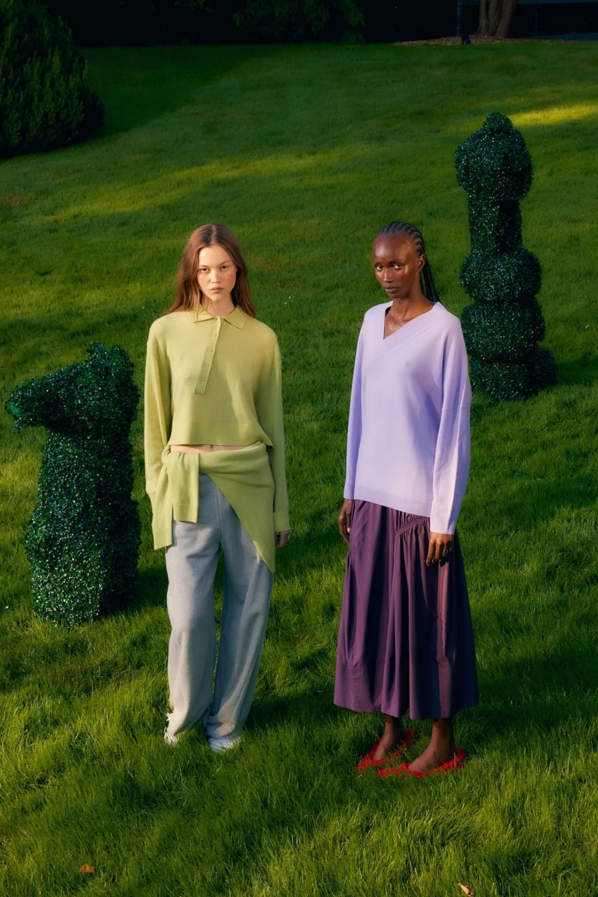 Tibi Washable Cashmere Easy Polo Cropped Sweater - Light Green