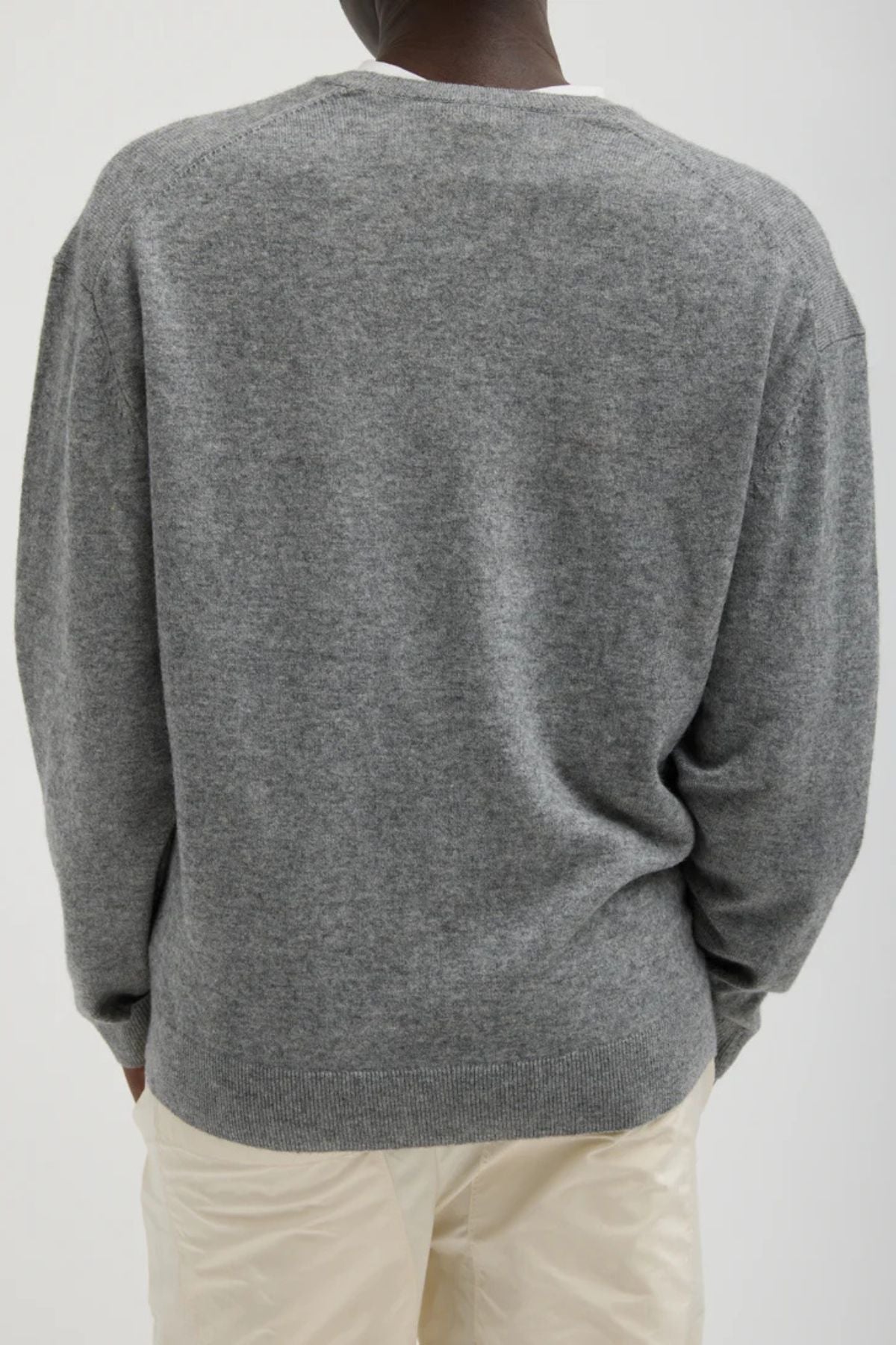 Tibi Washable Cashmere Easy V-Neck Sweater - Heather Grey