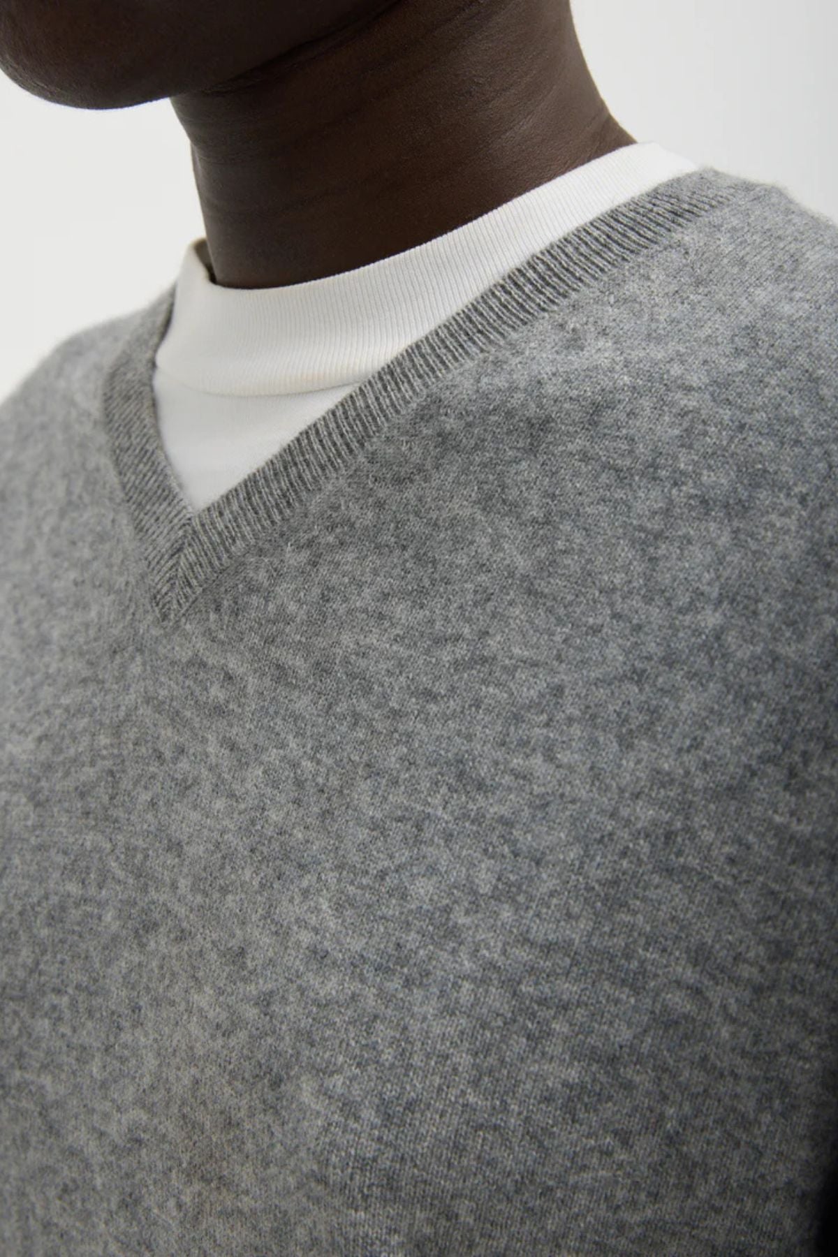 Tibi Washable Cashmere Easy V-Neck Sweater - Heather Grey