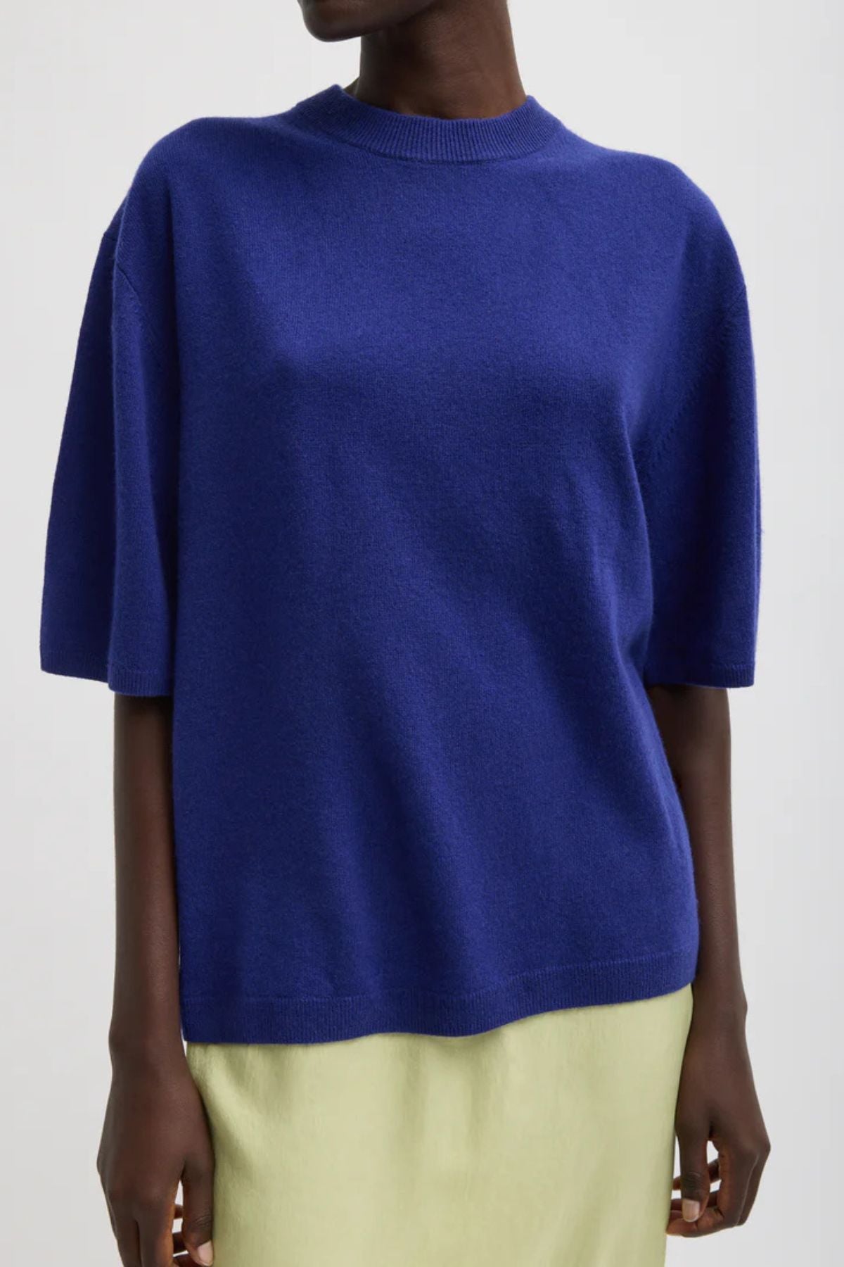 Tibi Washable Cashmere Oversized Easy T-Shirt - Ink Blue