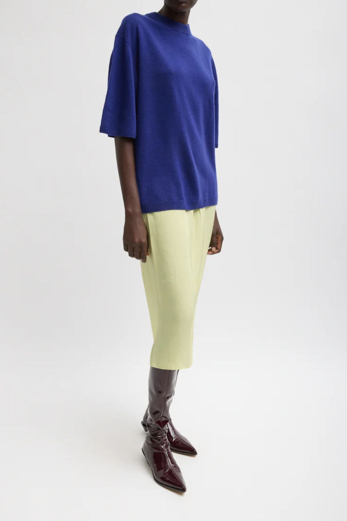 Tibi Washable Cashmere Oversized Easy T-Shirt - Ink Blue