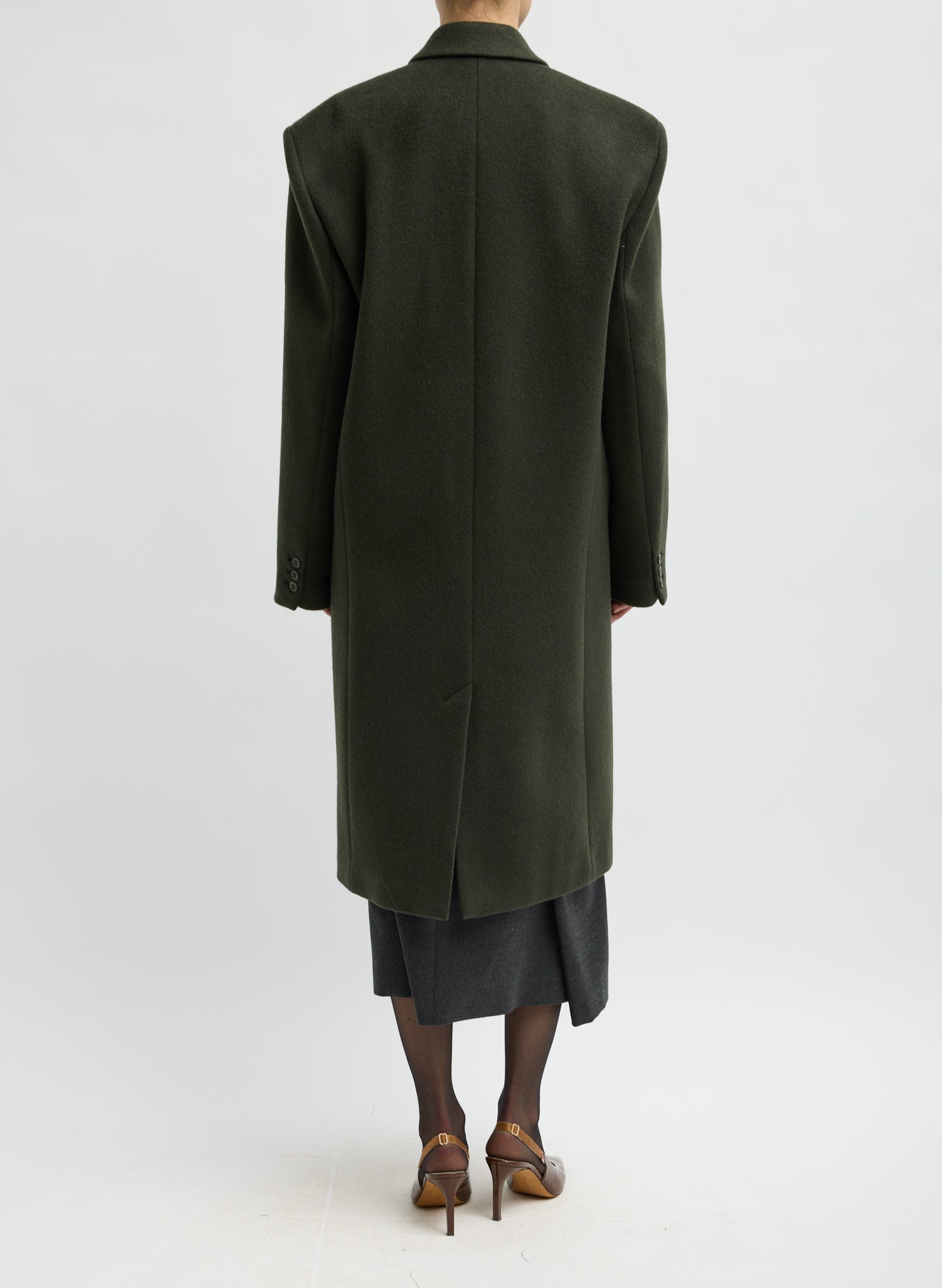 Tibi Wool Coating Tailored Mens Coat - Loden