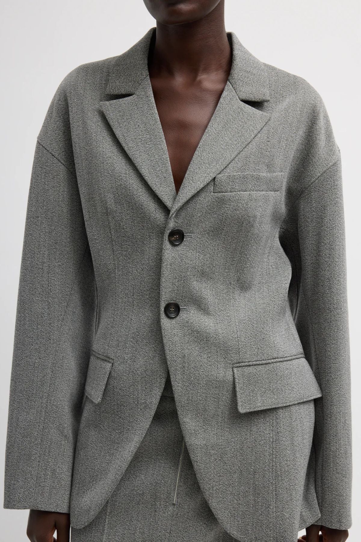 PRE ORDER Tibi Wool Sculpted Blazer - Grey Multi