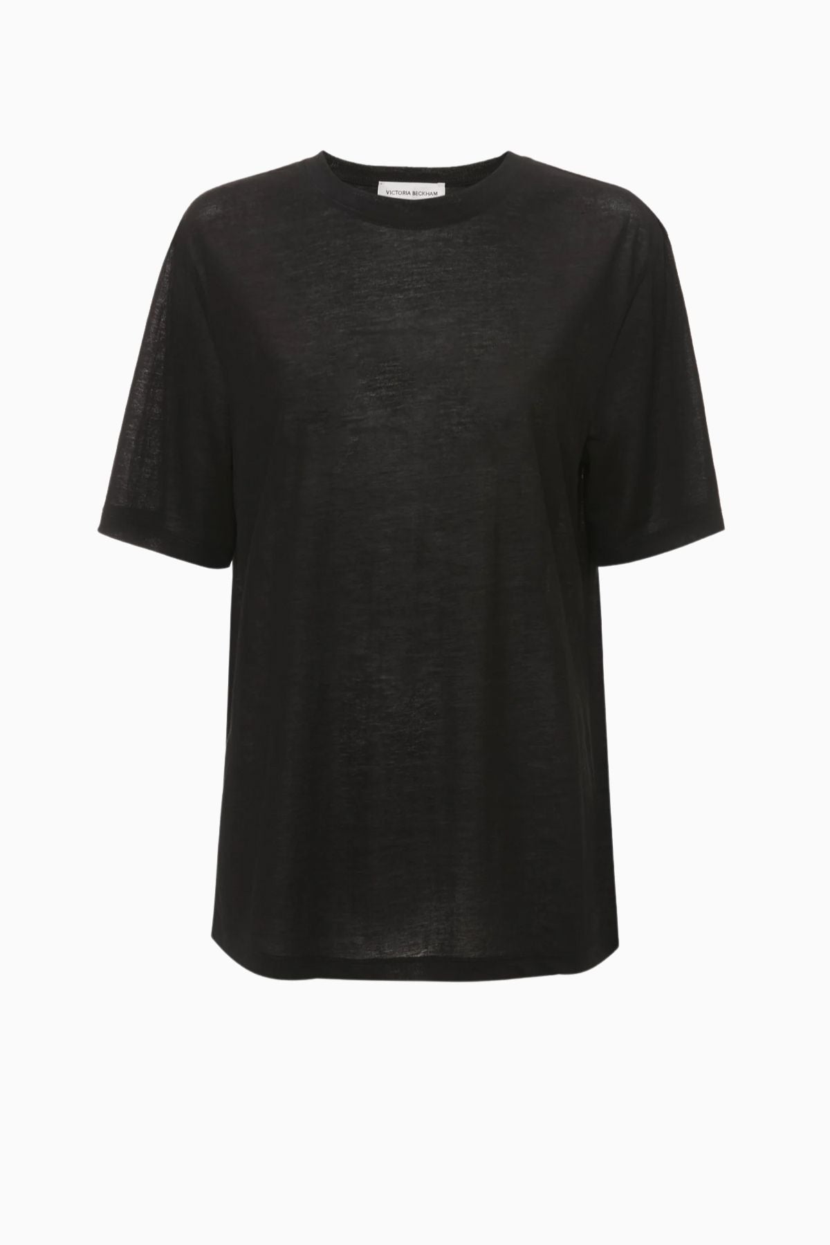 Victoria Beckham Classic Cotton Crepe T-Shirt  - Black