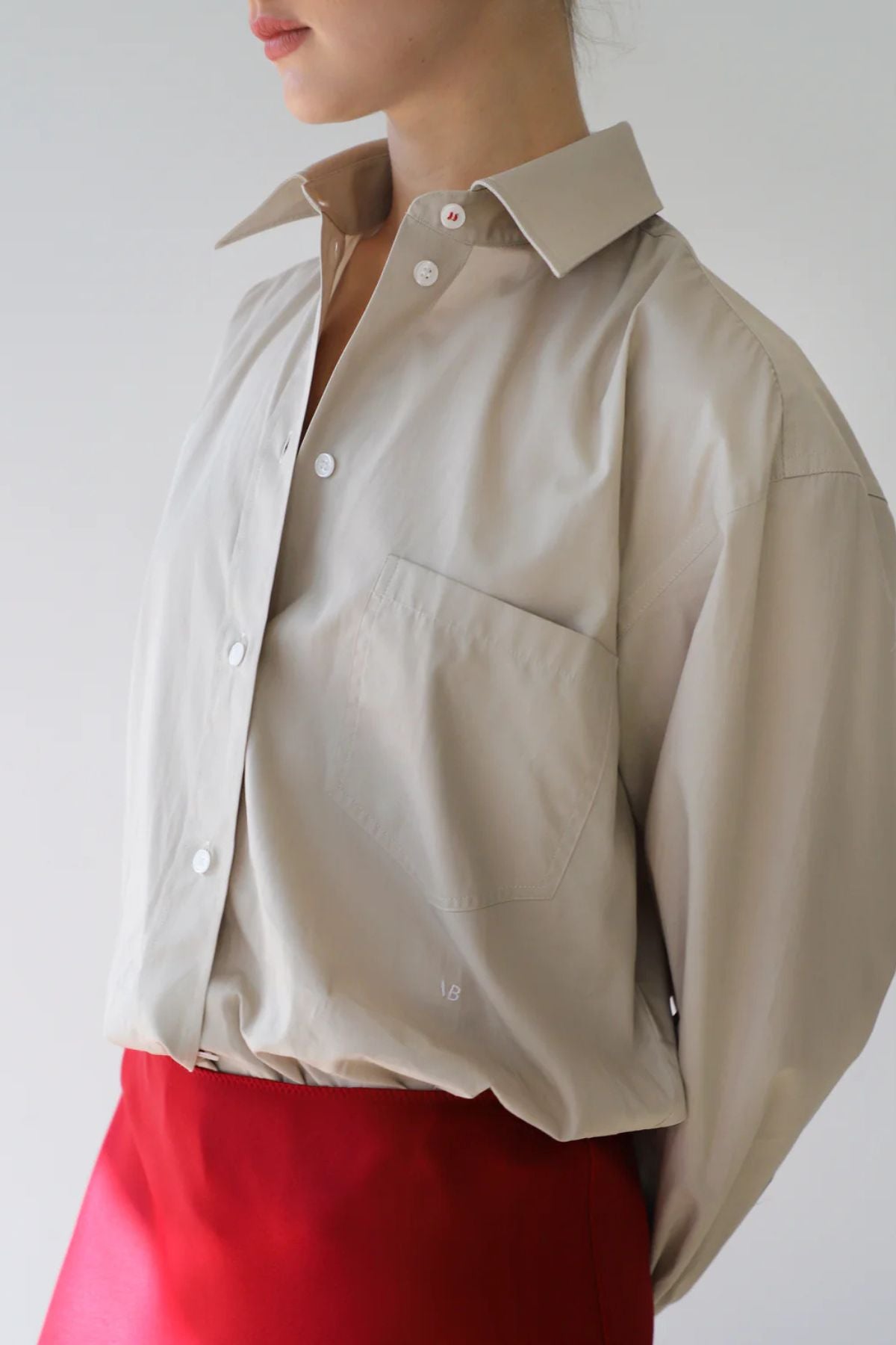 Victoria Beckham Cropped Shirt - Pumice