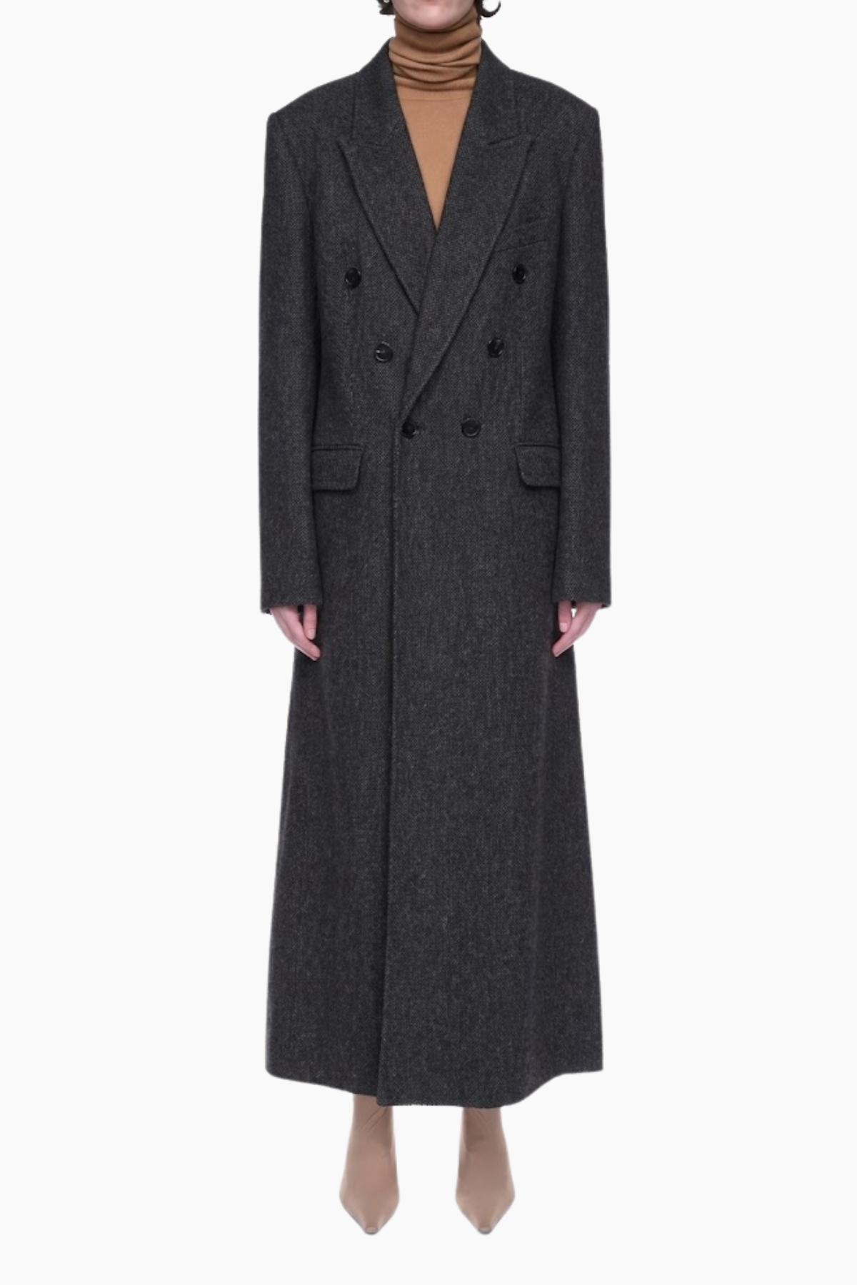 Victoria Beckham Double Faced Overcoat - Dark Grey Melange