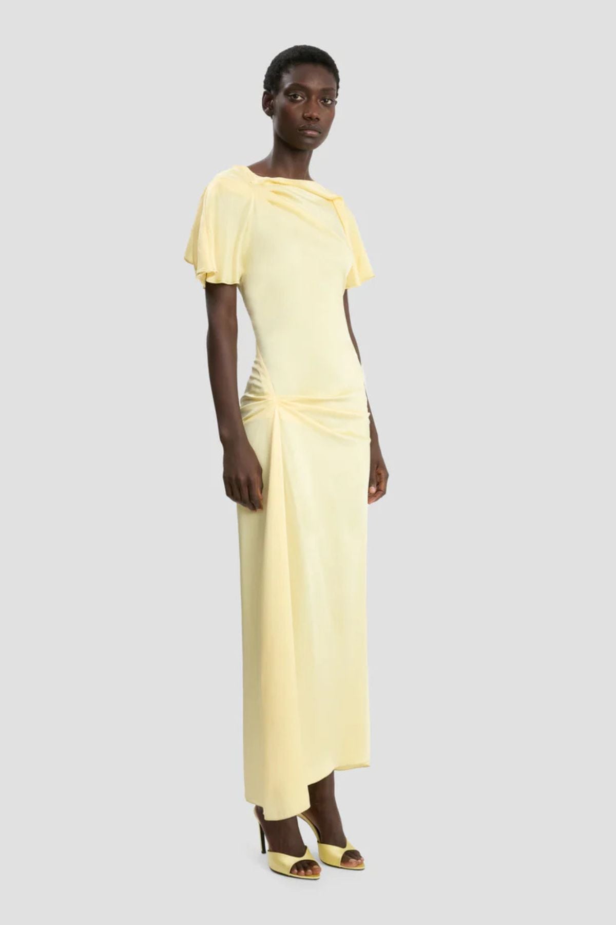Victoria Beckham Draped Cap Sleeve Dress - Daffodil Yellow