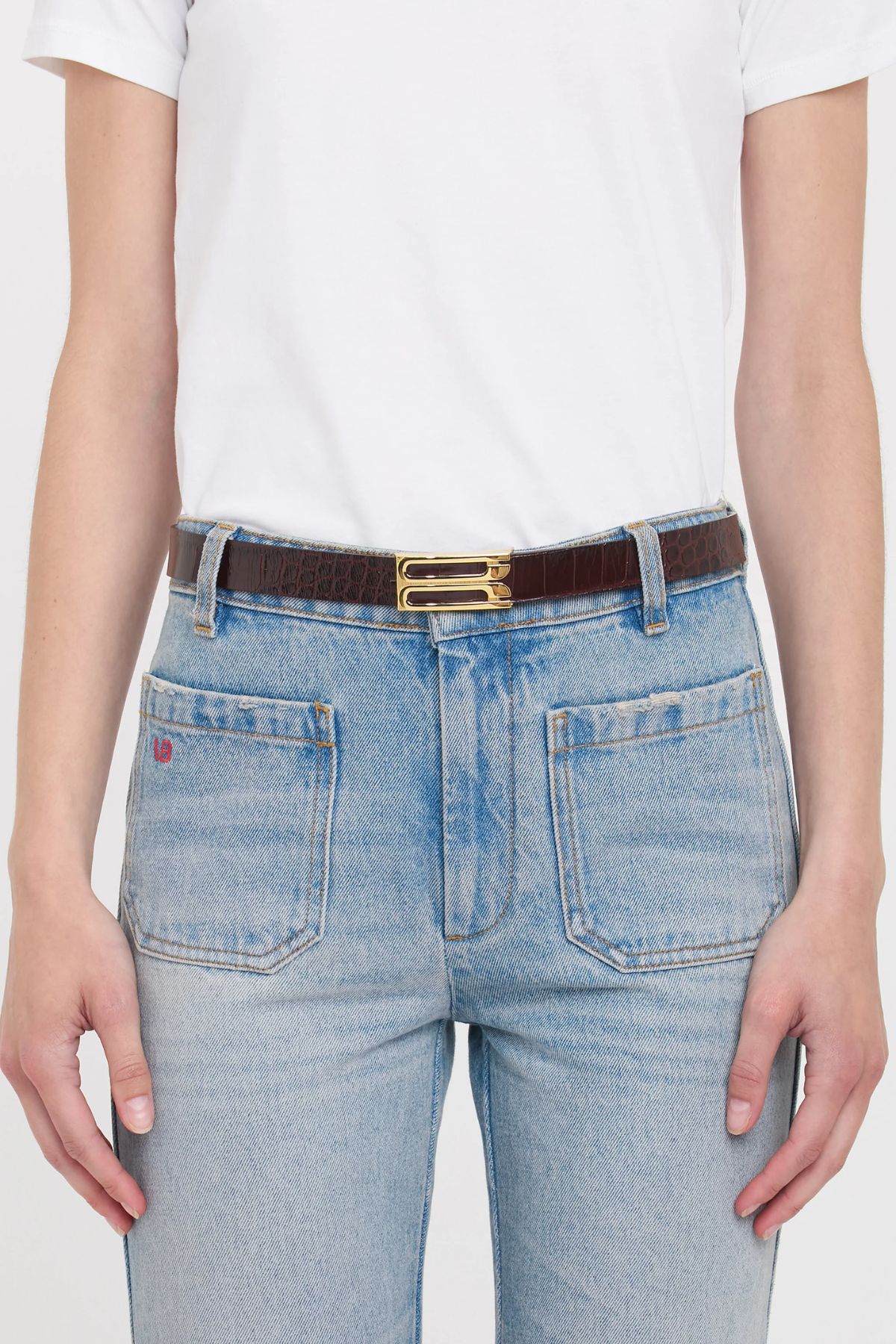 Victoria Beckham Frame Buckle Belt - Dark Brown