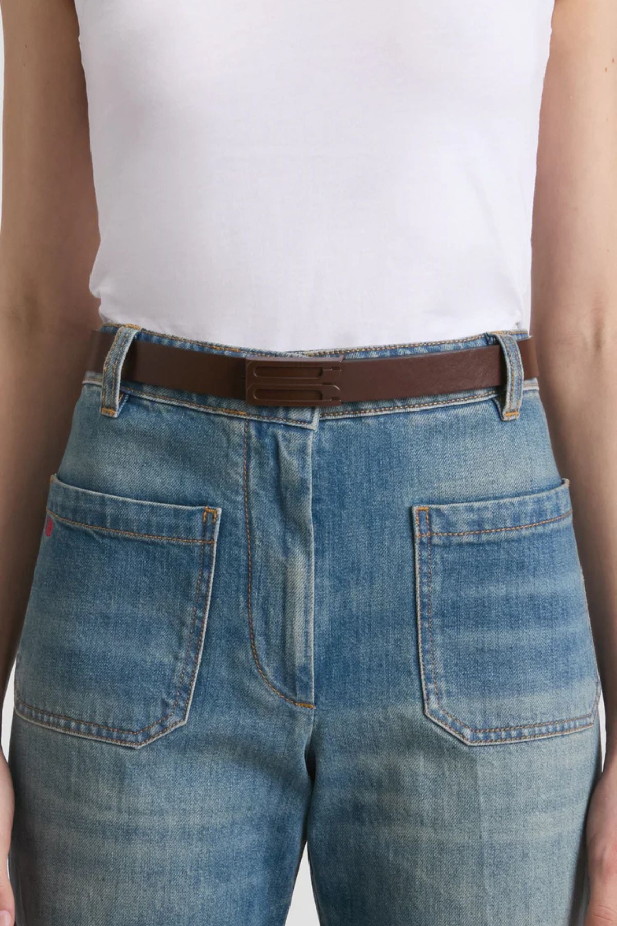 Victoria Beckham Frame Tonal Belt - Dark Brown