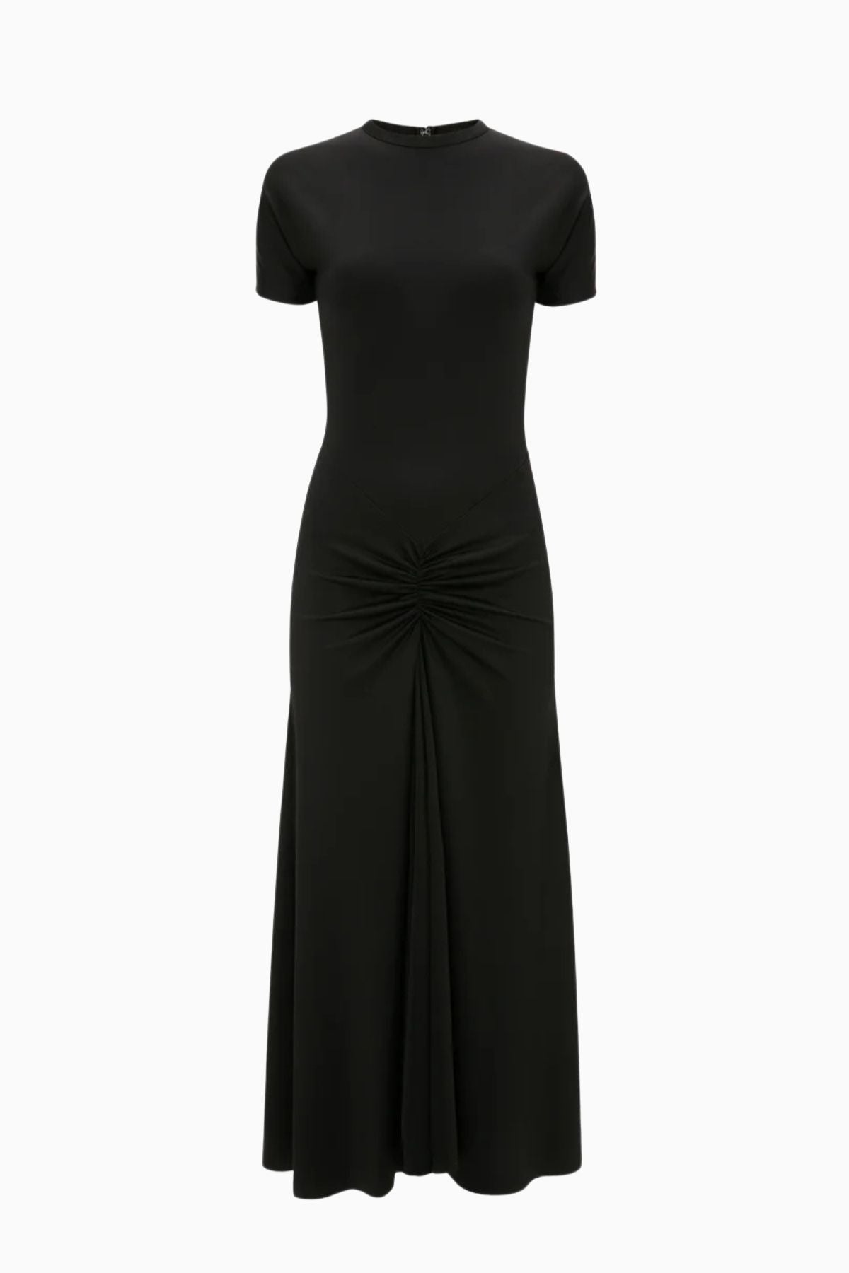 Victoria Beckham Gathered Waist T-Shirt Midi Dress - Black