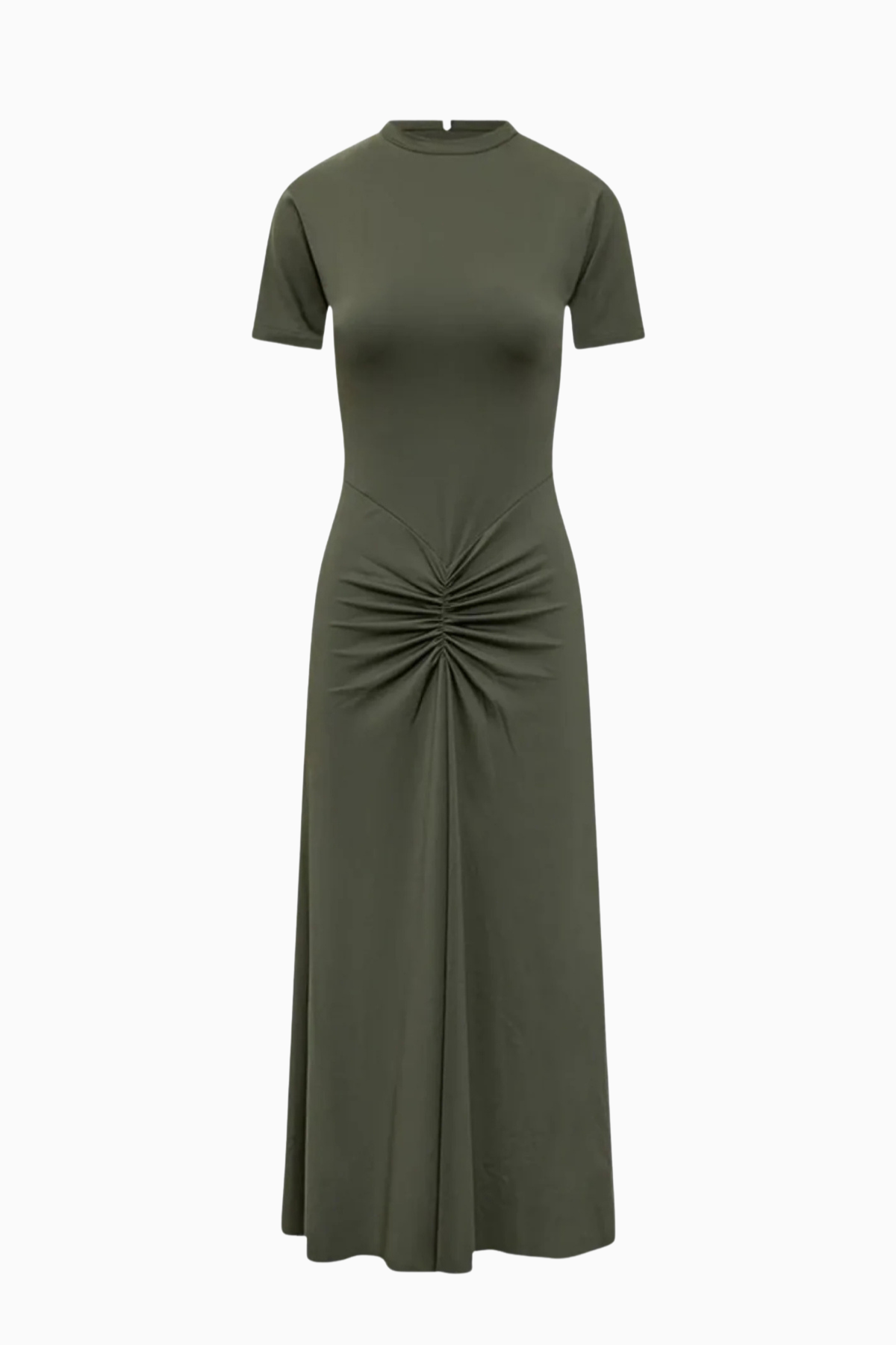 Victoria Beckham Gathered Waist T-Shirt Midi Dress - Oregano