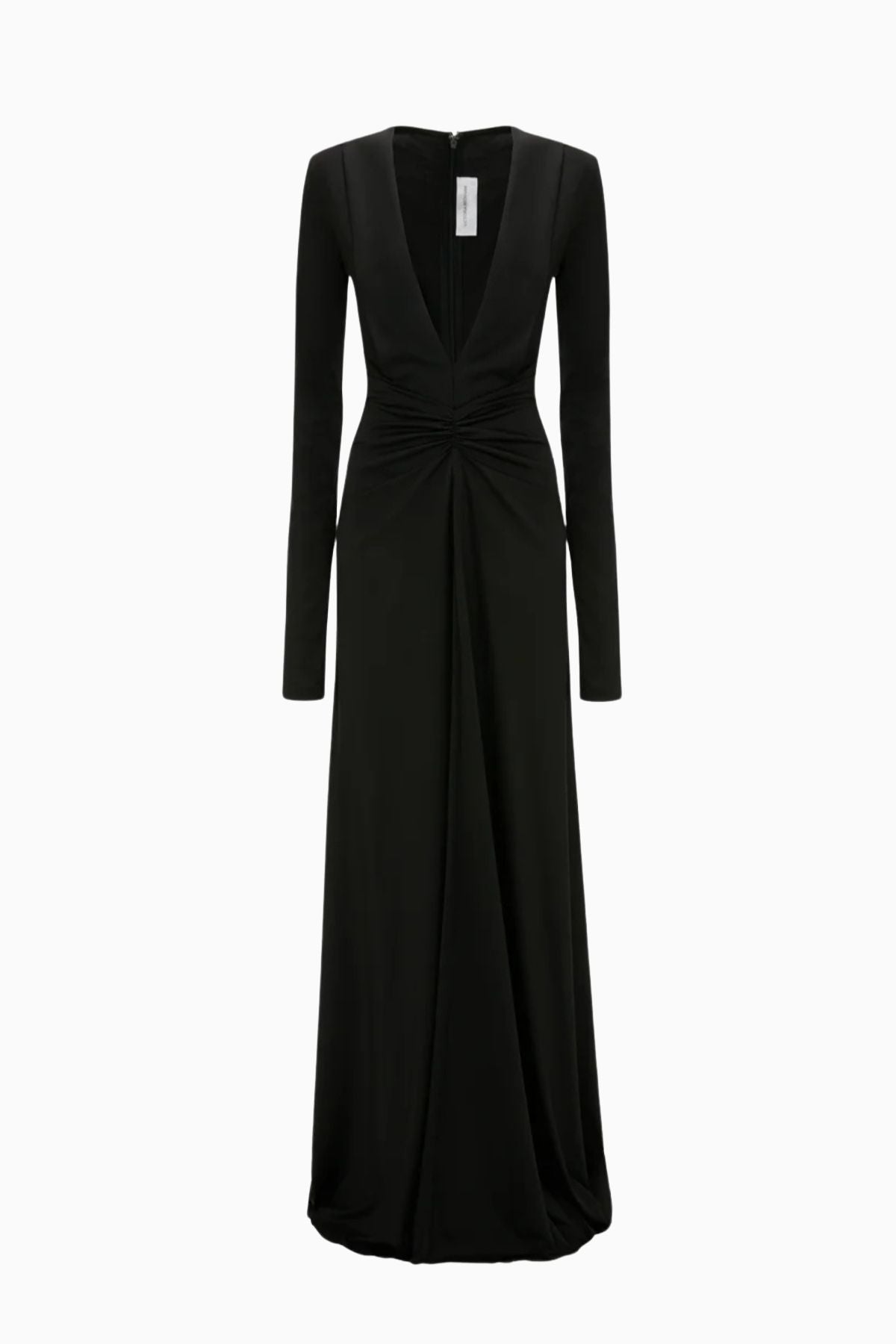 Victoria Beckham LS Deep V Neck Gown - Black