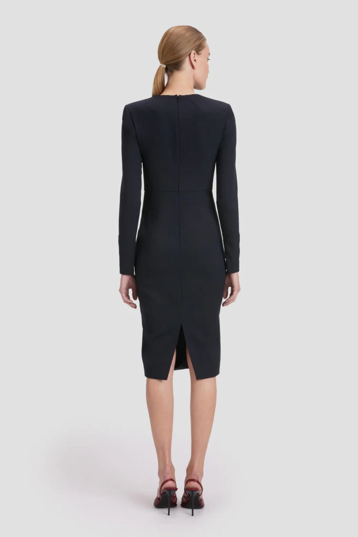 Victoria Beckham LS Fitted Dress - Navy