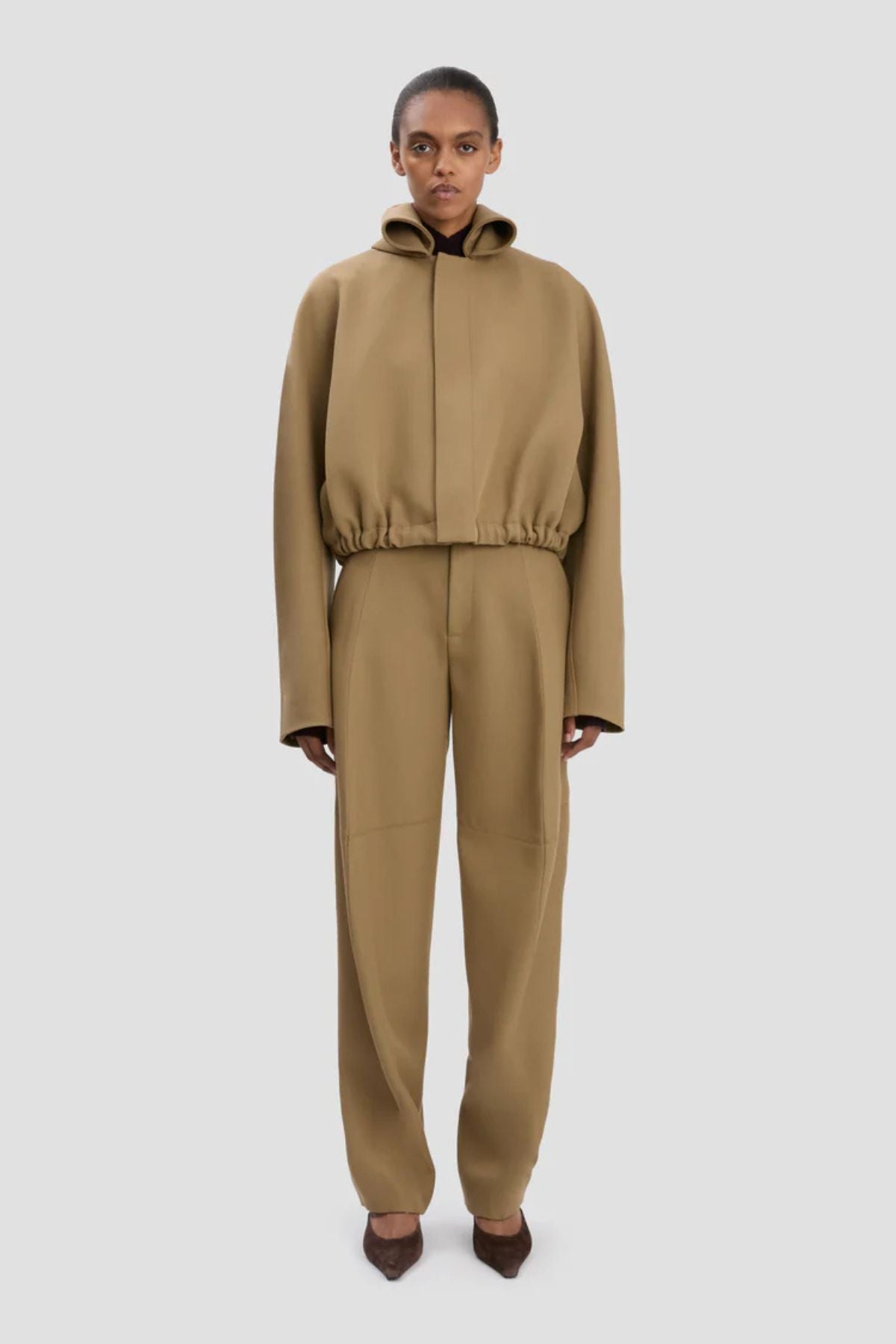 Victoria Beckham Oversized Roll Neck Bomber - Dark Camel