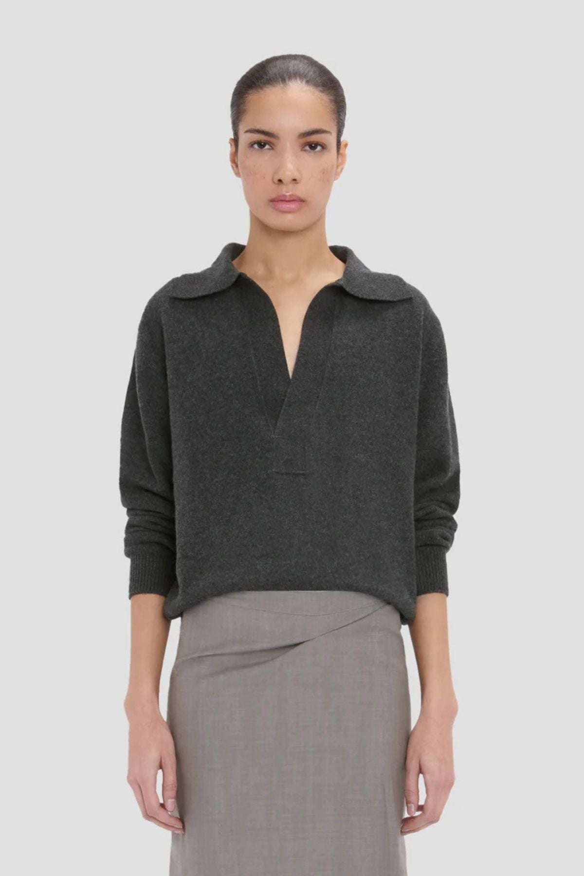 Victoria Beckham Polo Collar Jumper - Ore Melange