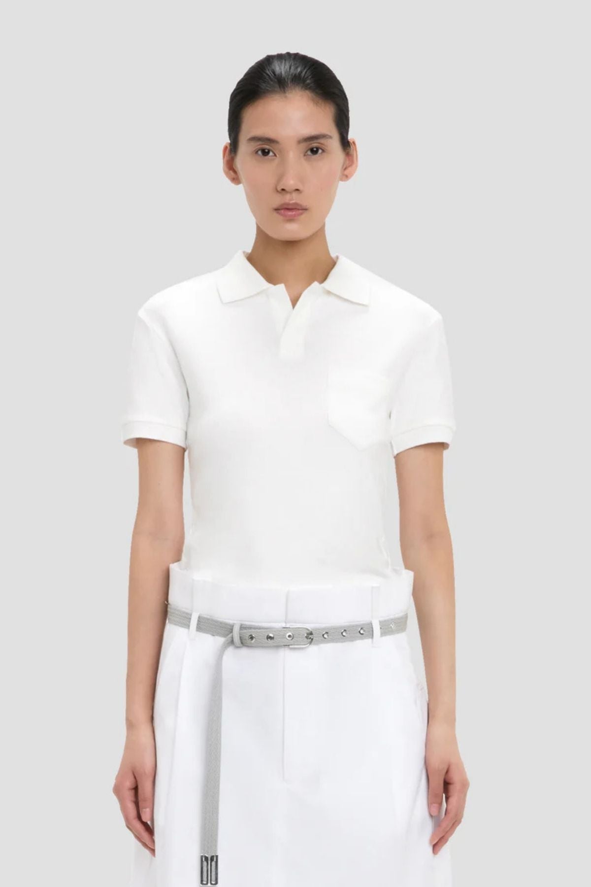 Victoria Beckham Polo Collar Top - White