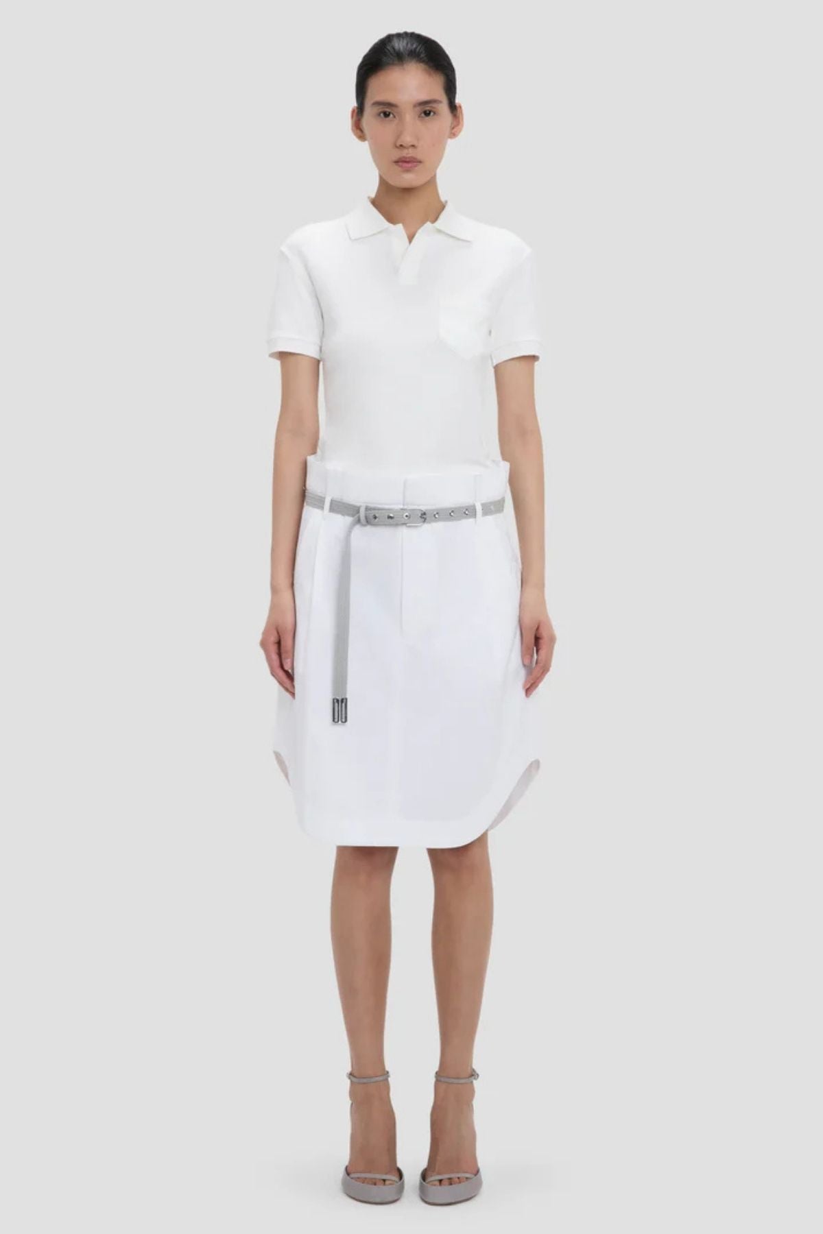 Victoria Beckham Polo Collar Top - White